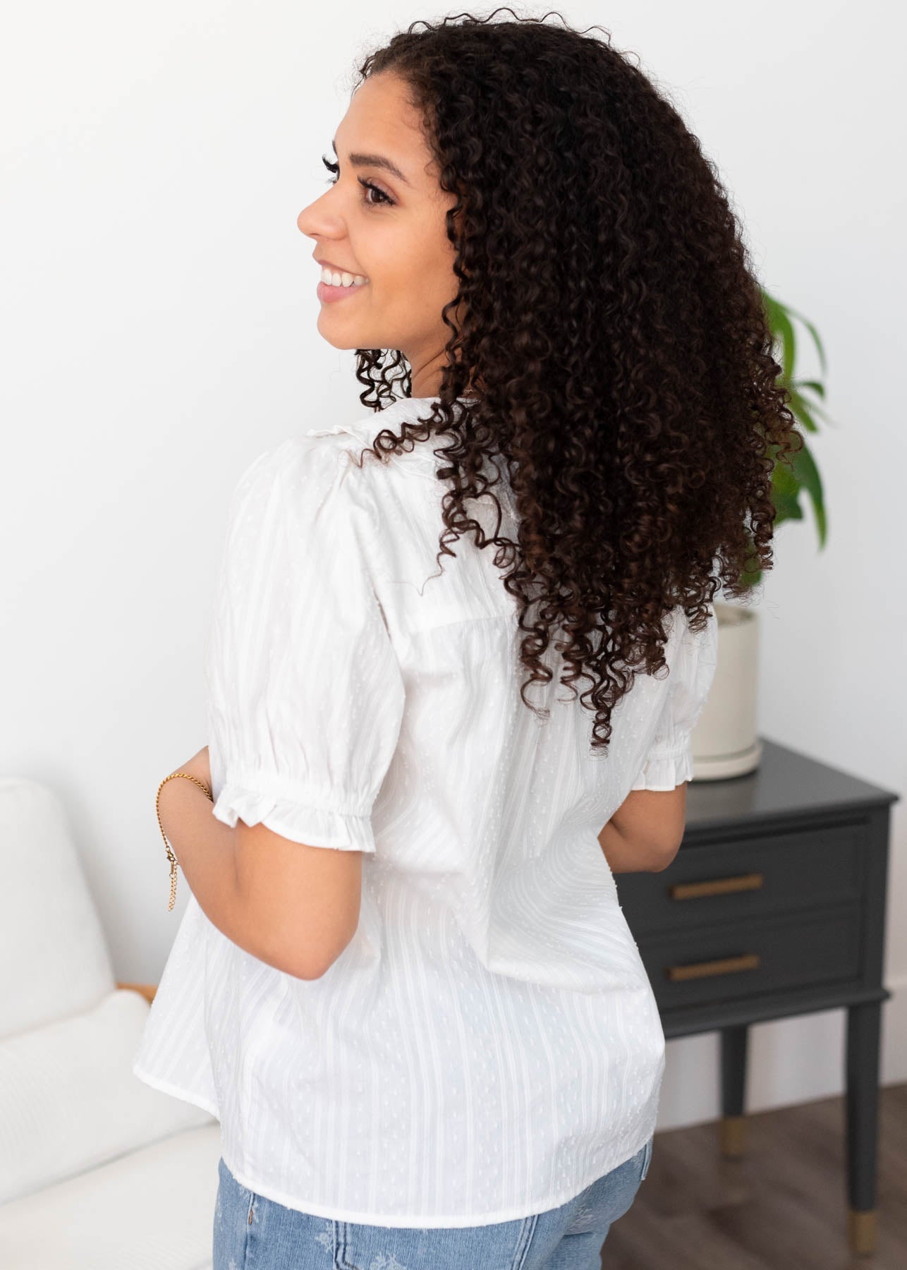 Celilia White Button Blouse