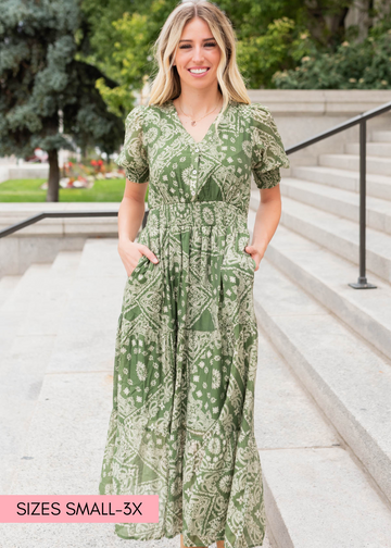 Chantelle Green Floral Tiered Dress