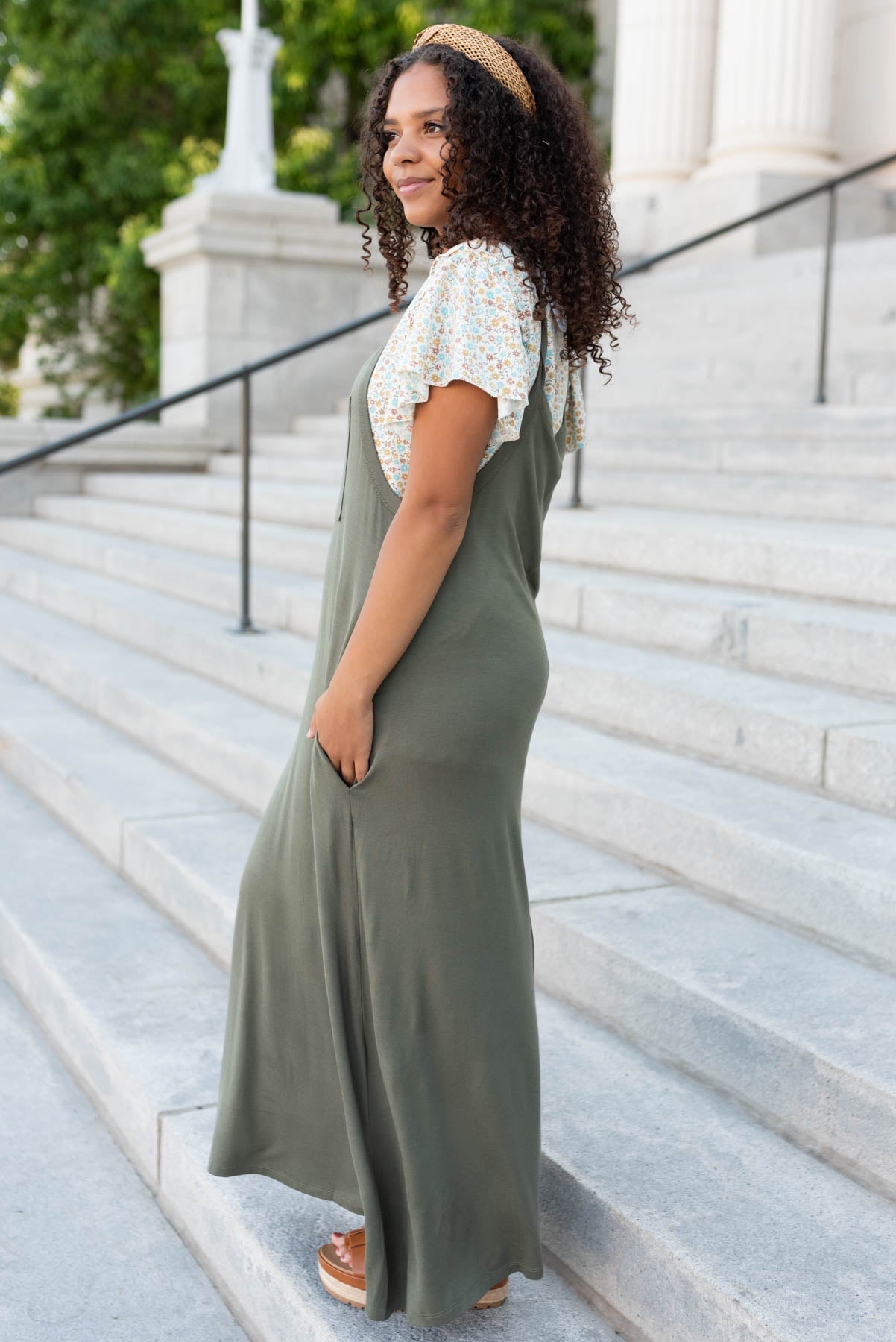 Charli Olive Overall Maxi Dress