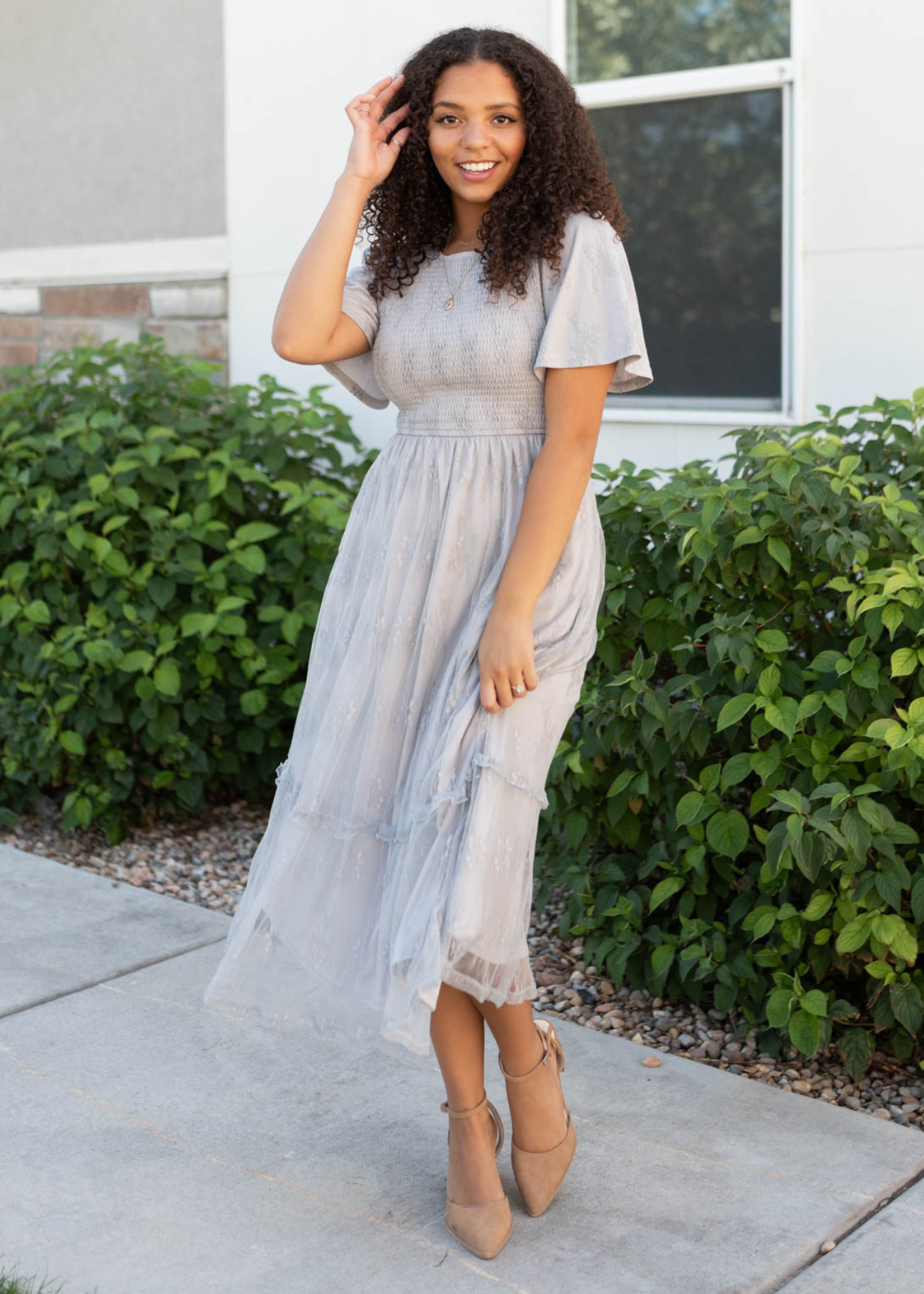 Charlotte Grey Floral Lace Dress