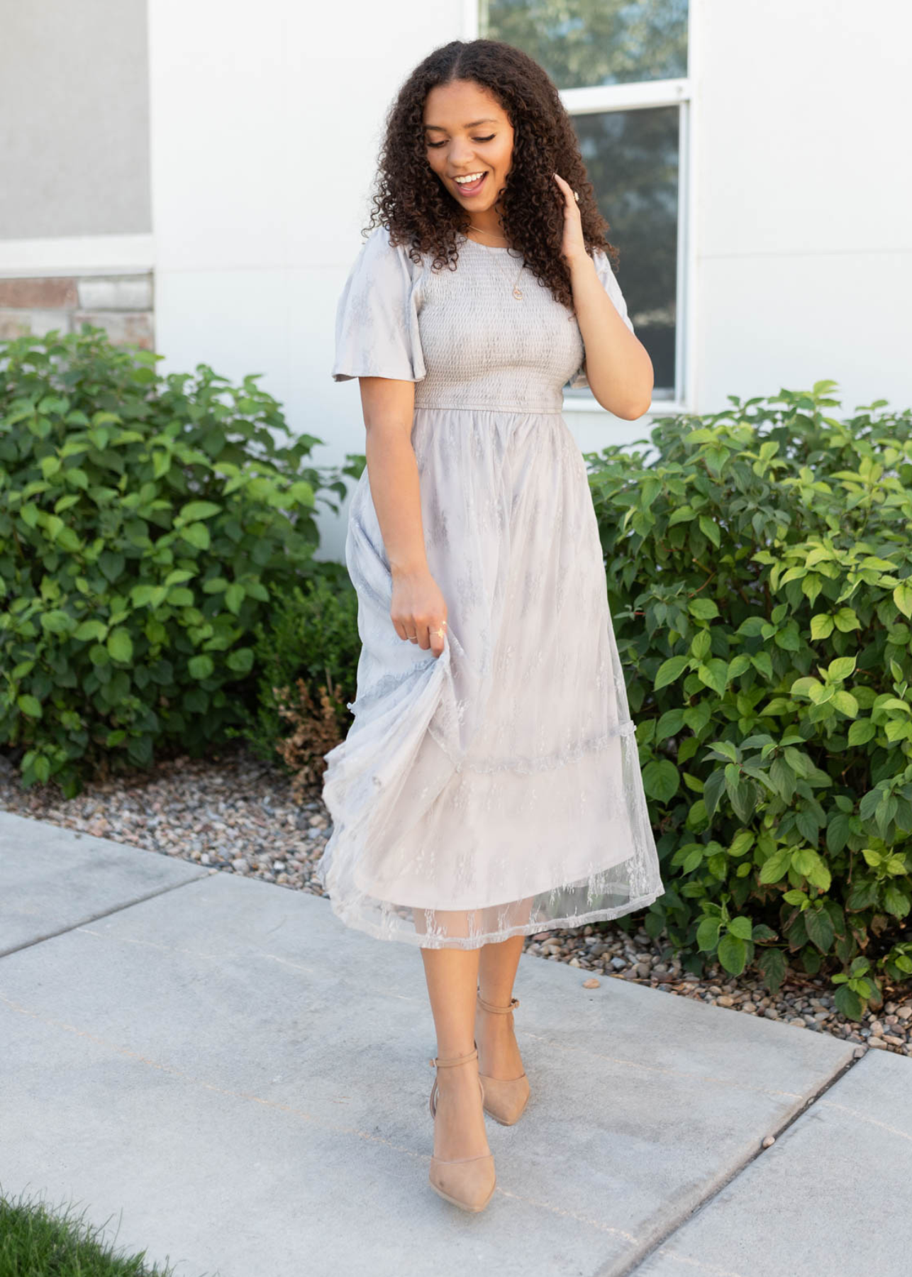 Charlotte Grey Floral Lace Dress