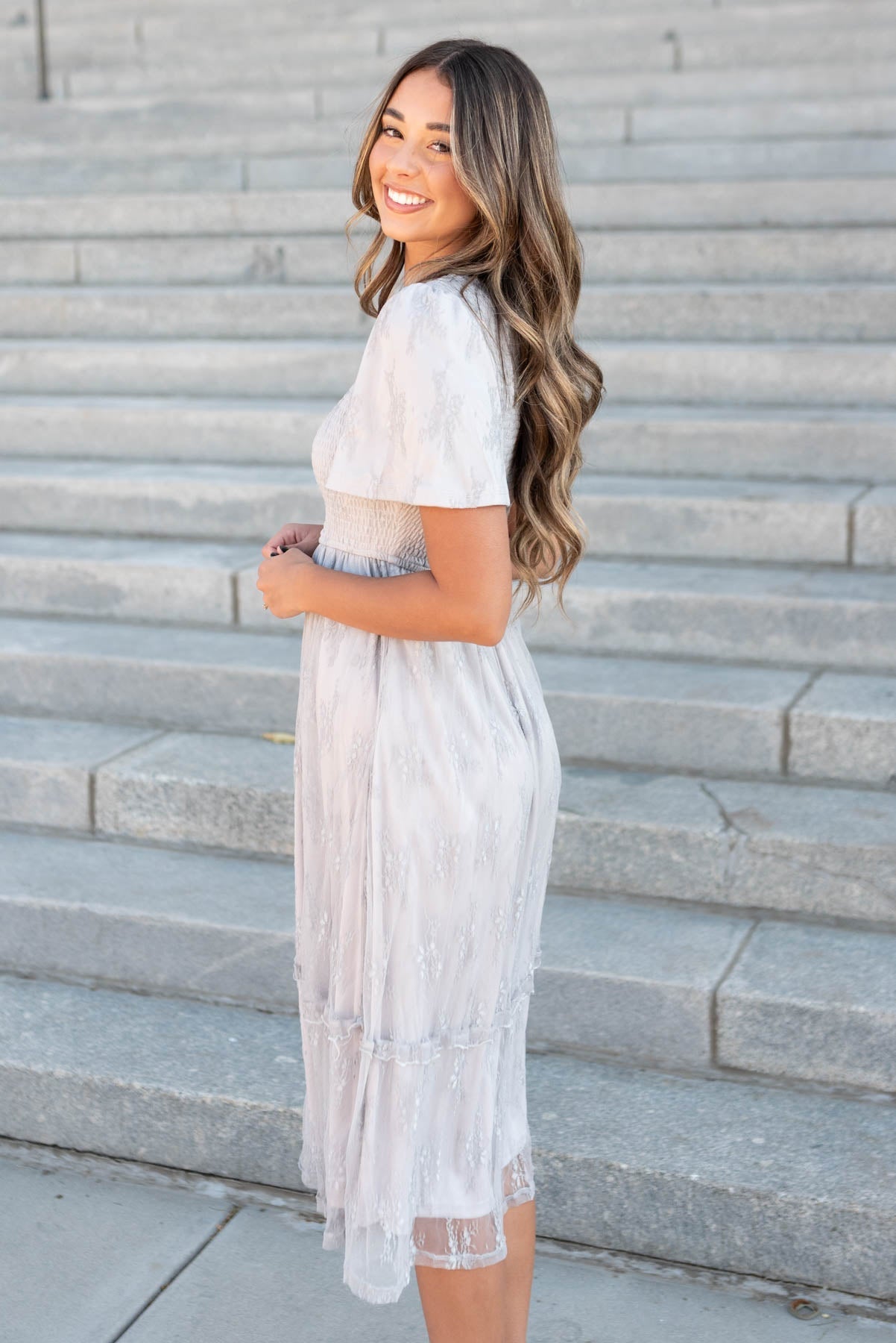 Charlotte Grey Floral Lace Dress