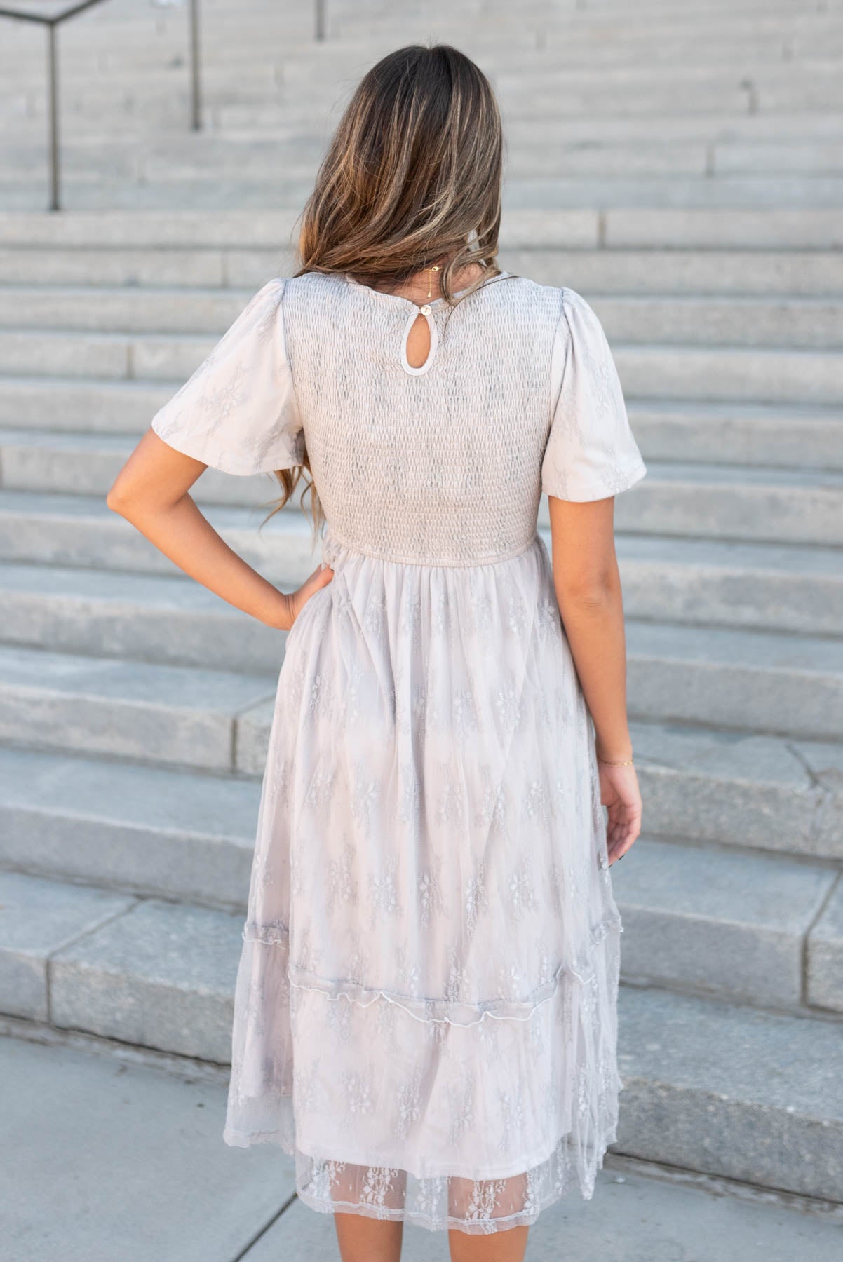 Charlotte Grey Floral Lace Dress