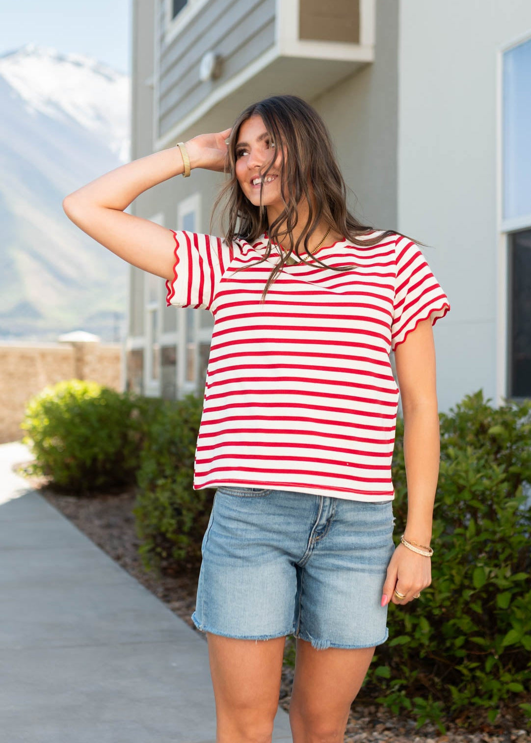 Chelsey Red Striped Top