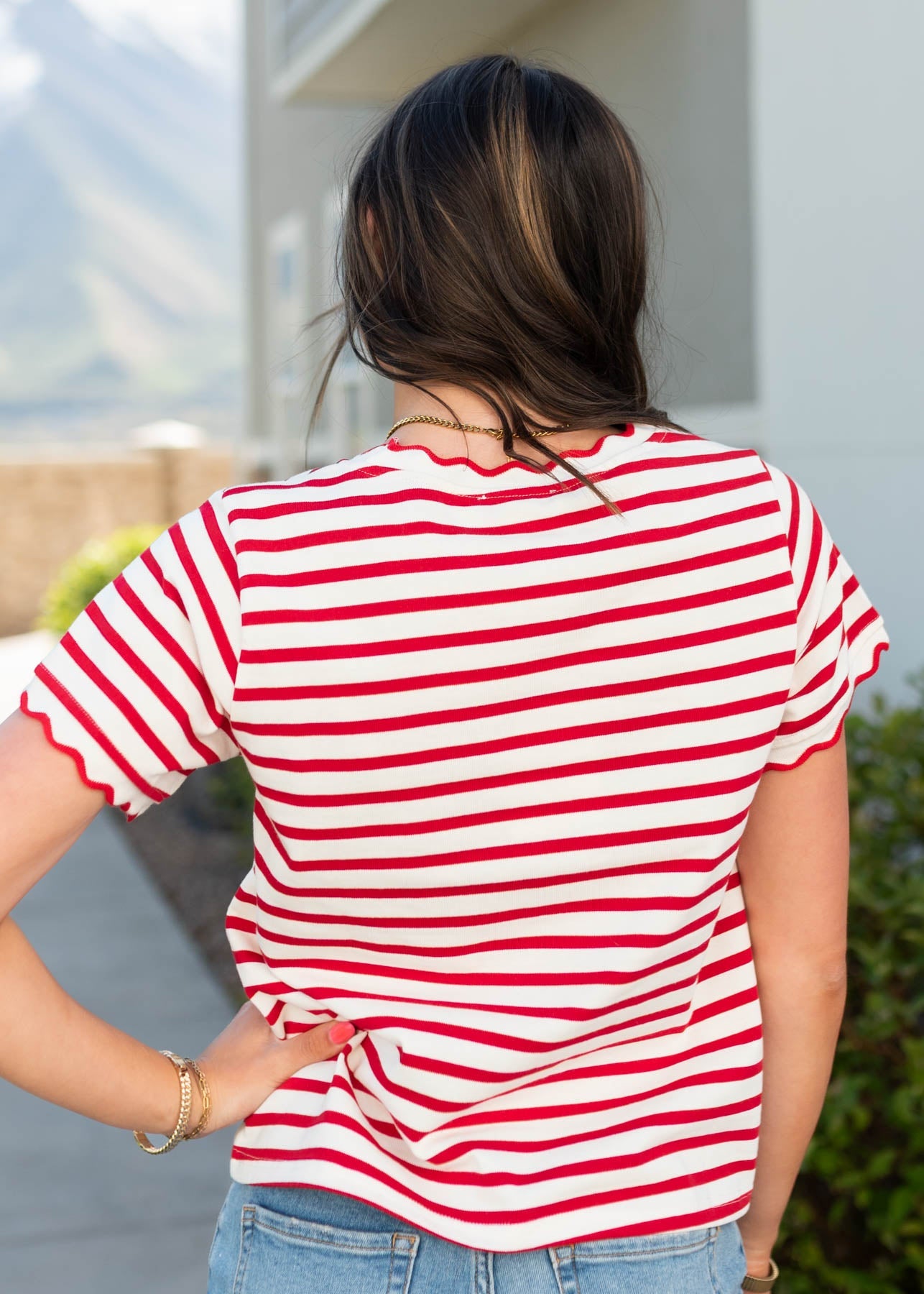 Chelsey Red Striped Top