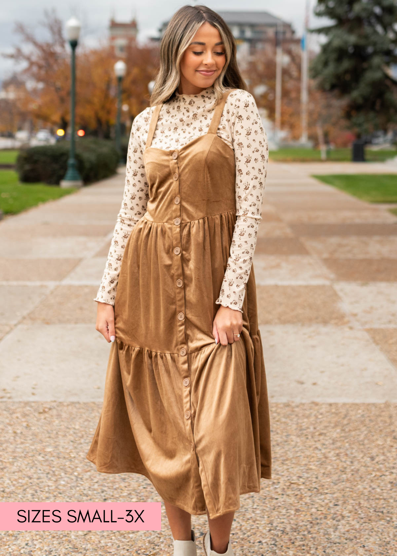 Chelsie Camel Jumper Dress