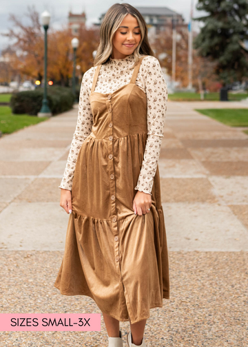 Chelsie Camel Jumper Dress