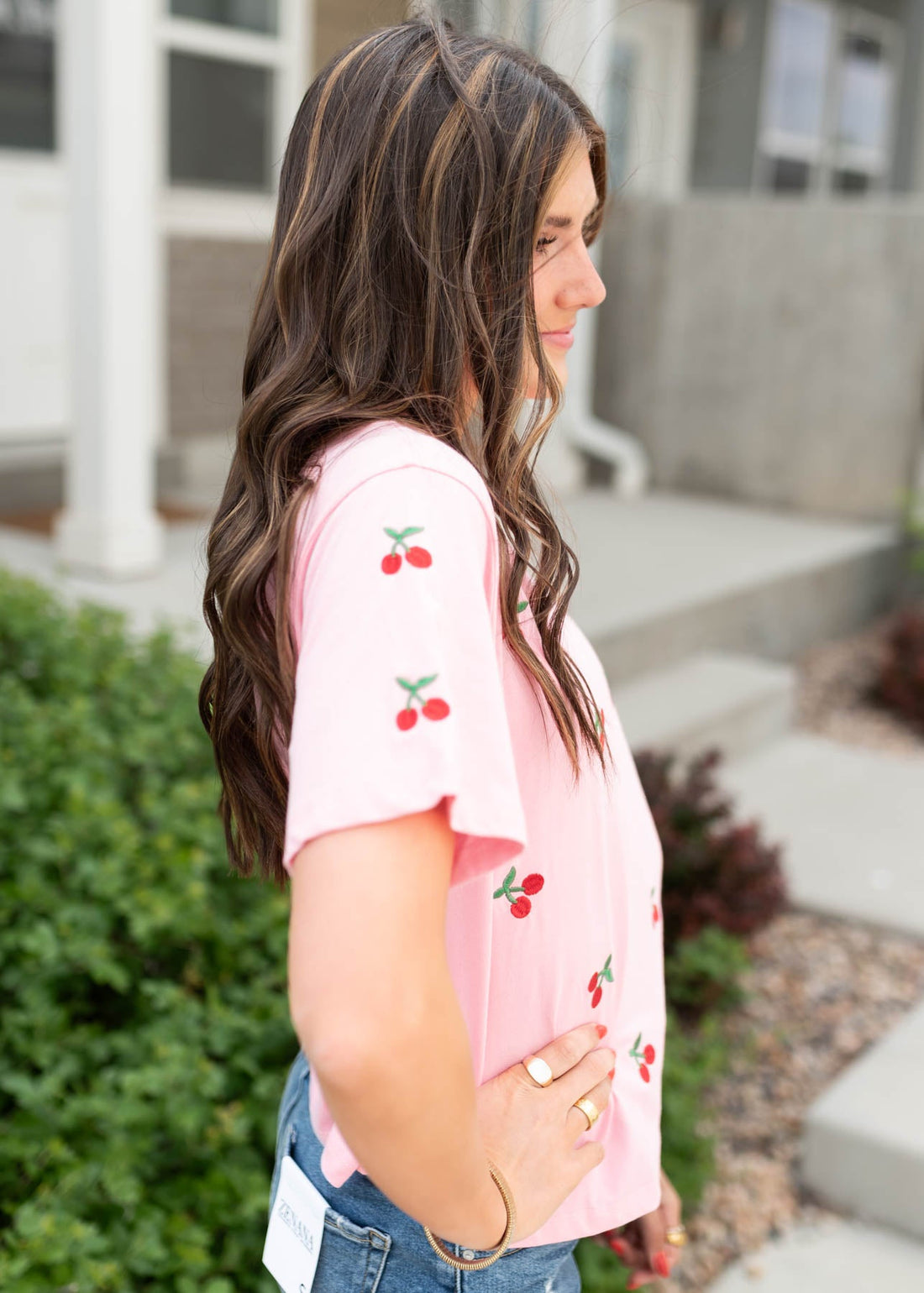 Cherry Pink Embroidered Top