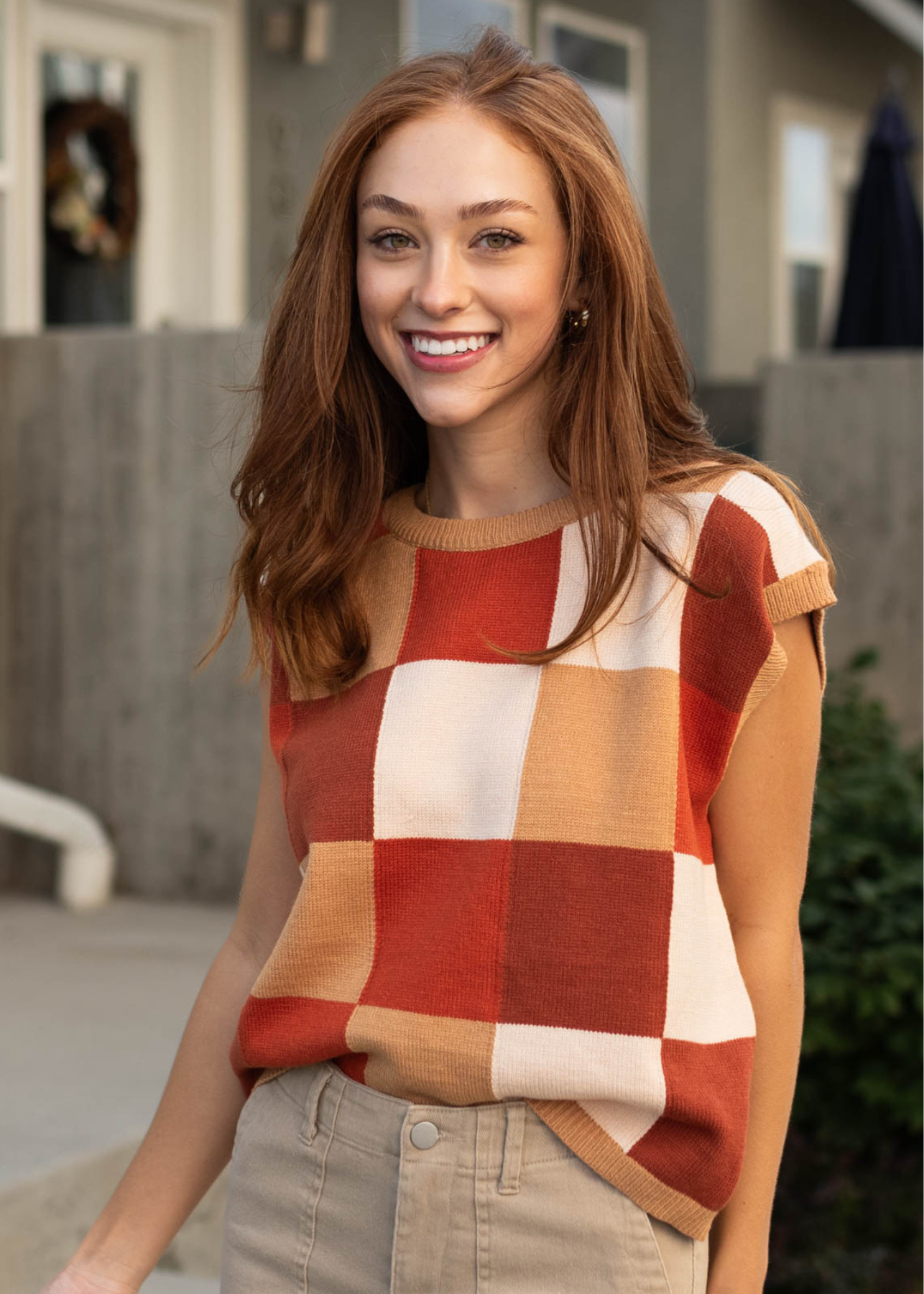 Chesnie Checkered Sweater Vest