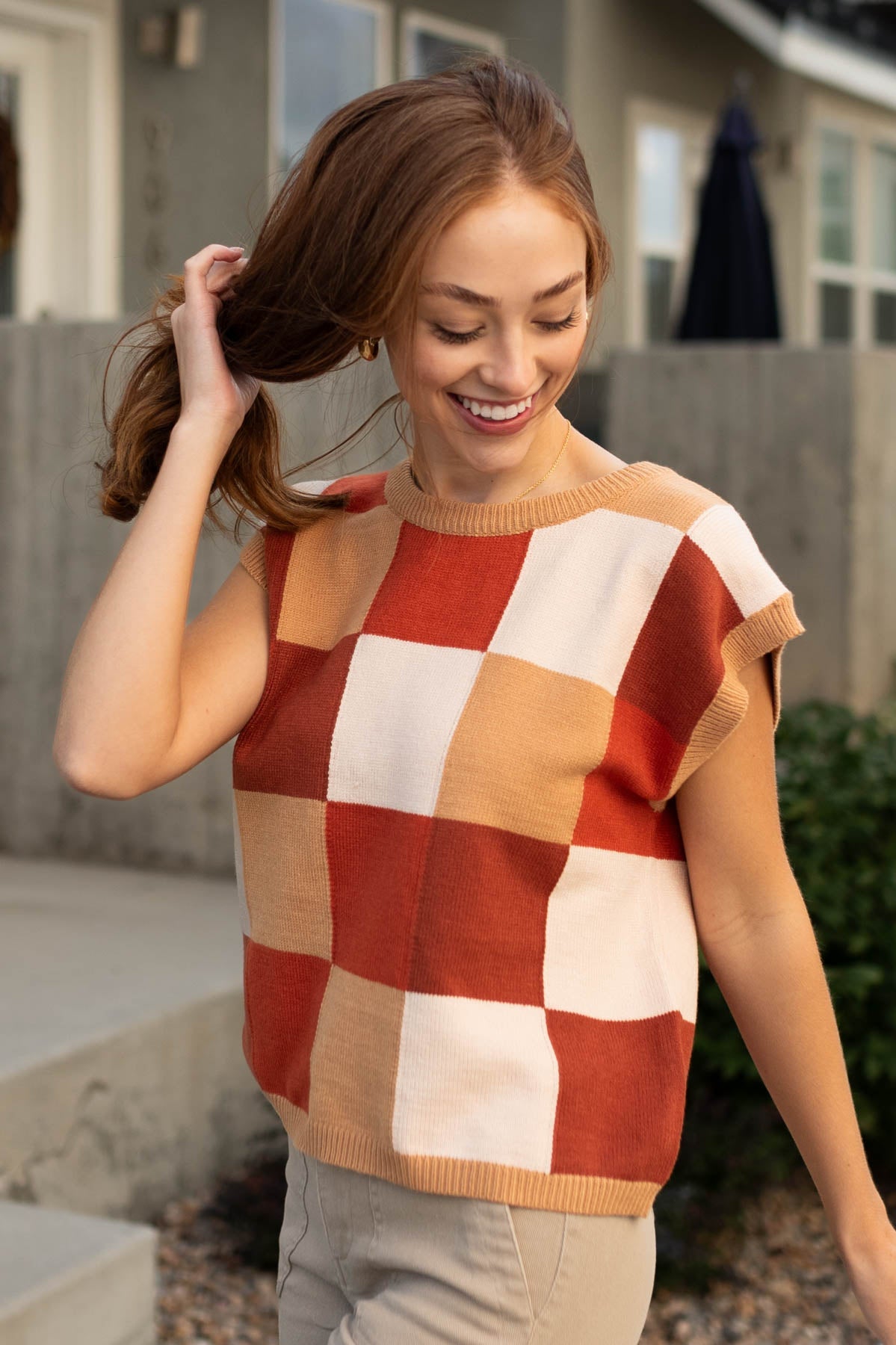 Chesnie Checkered Sweater Vest