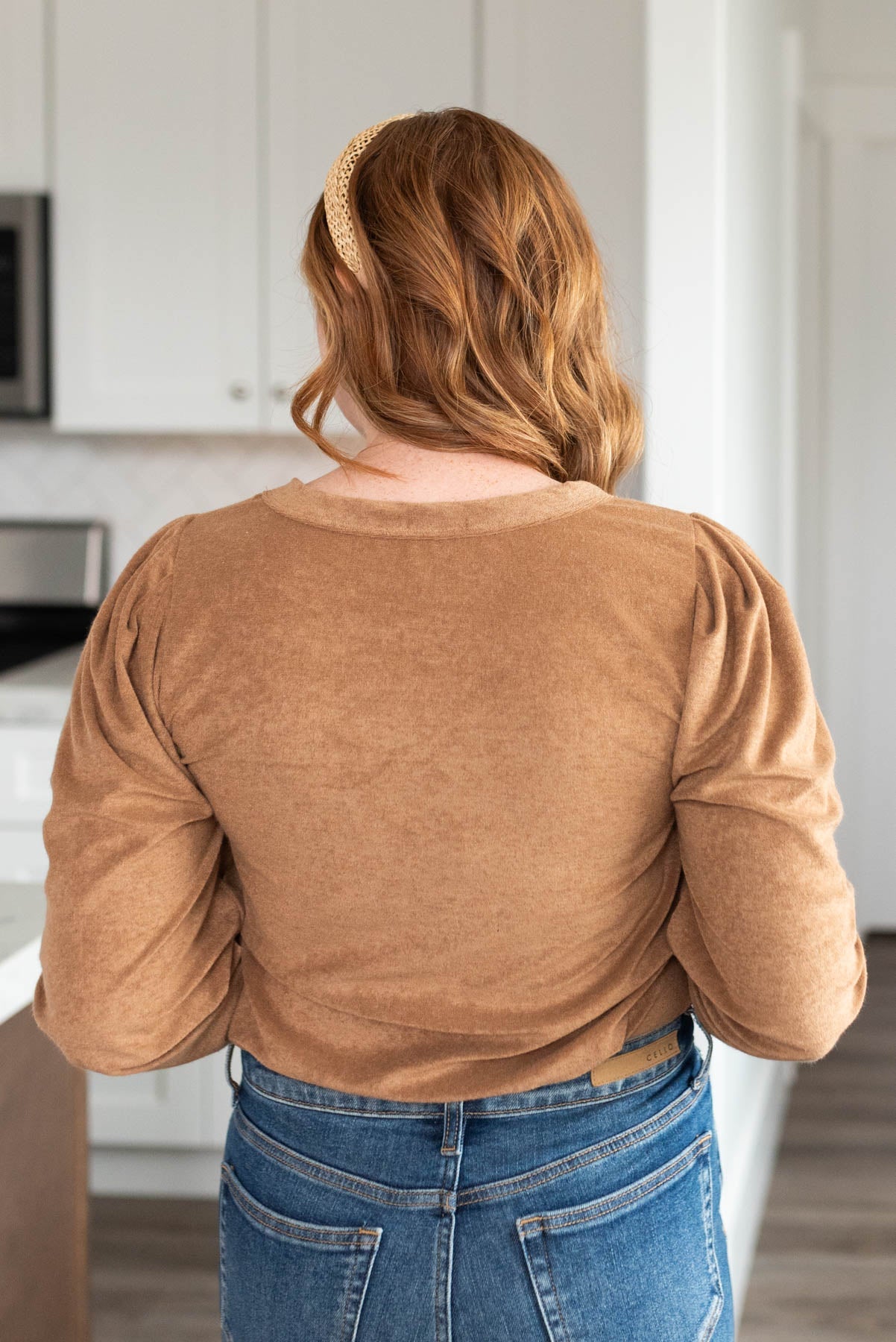 Cheyenne Camel Puff Sleeve Top