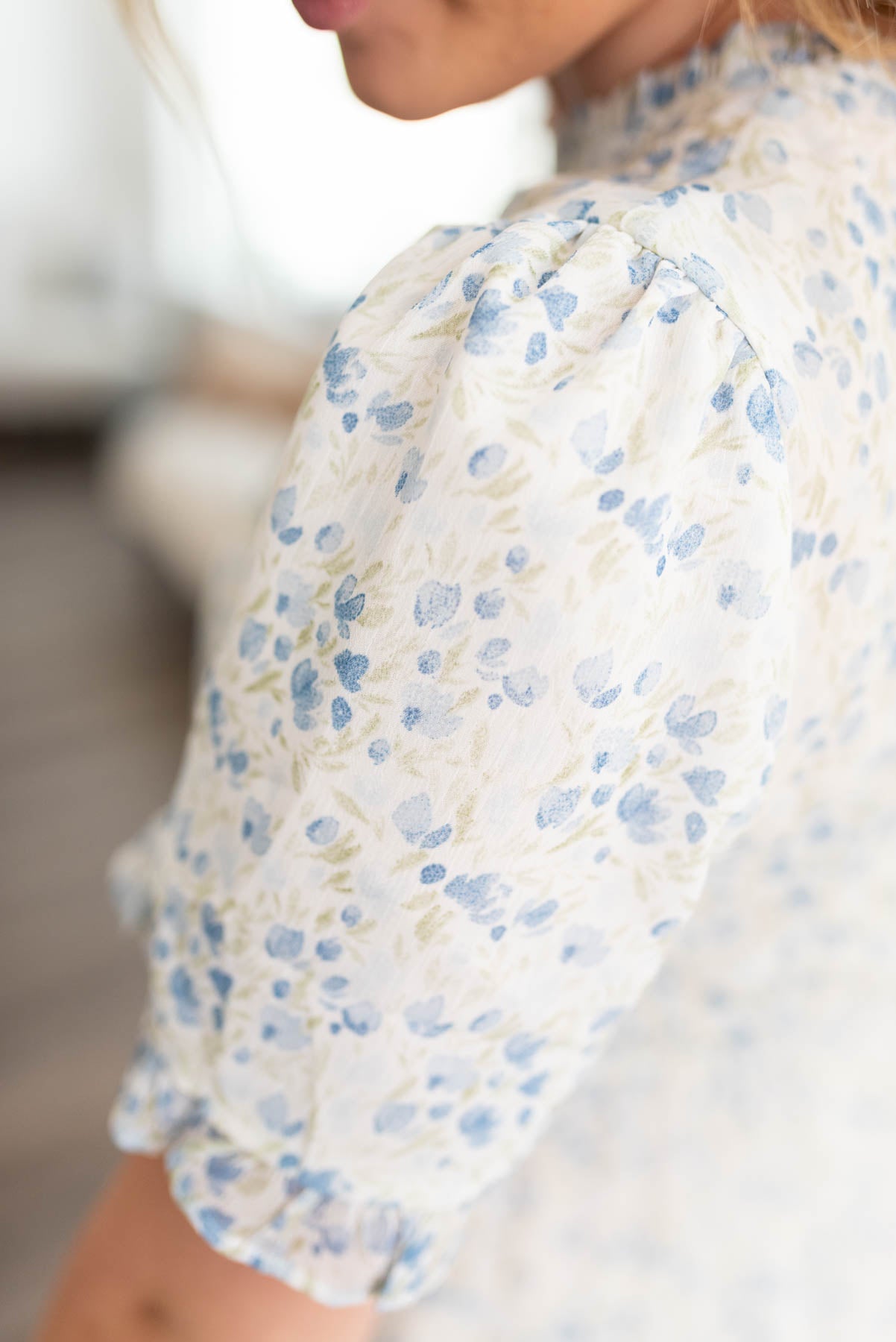Chloe Blue Ivory Floral Dress