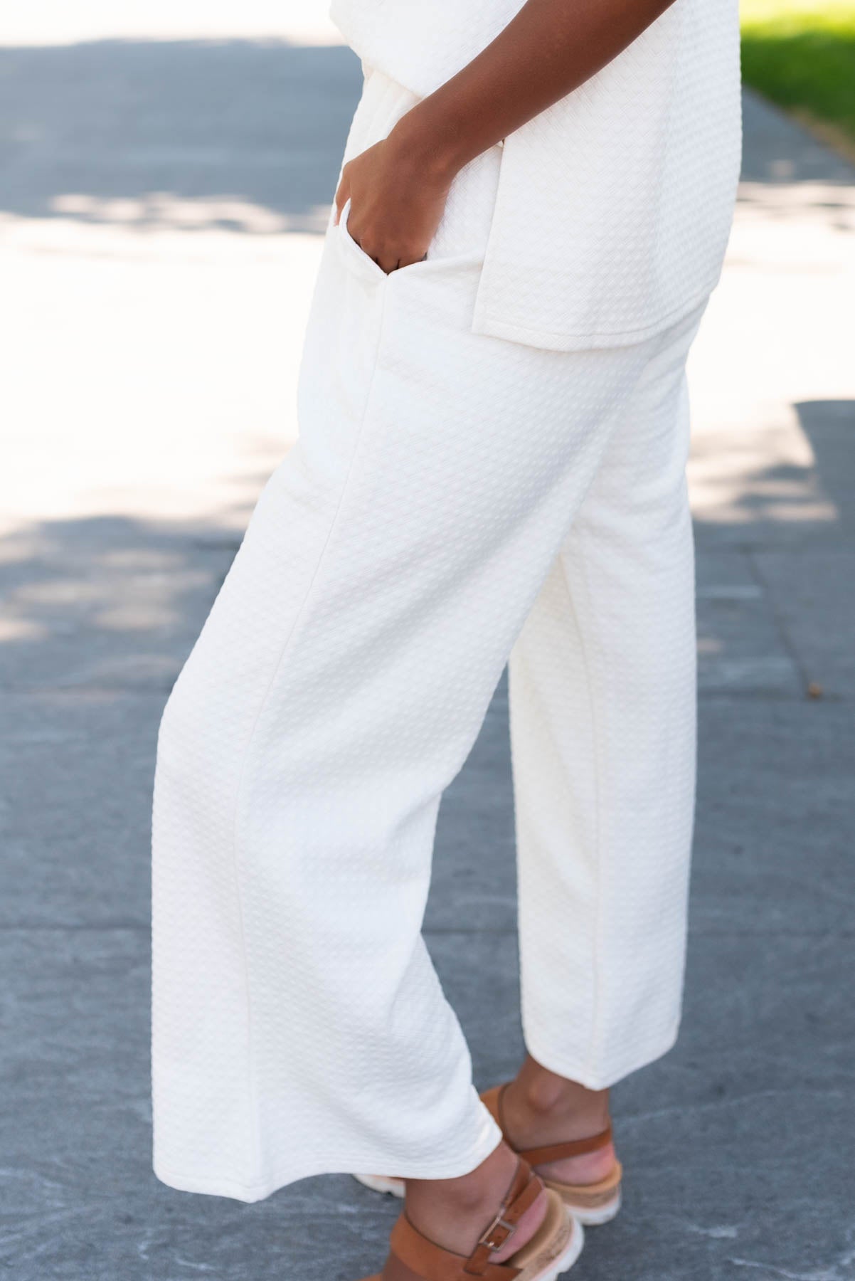 Chloe Ivory Knit Pattern Pants