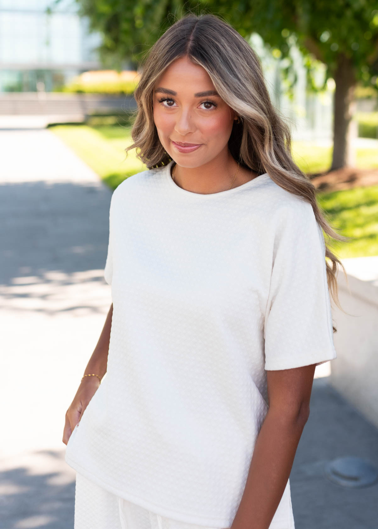 Chloe Ivory Knit Pattern Top