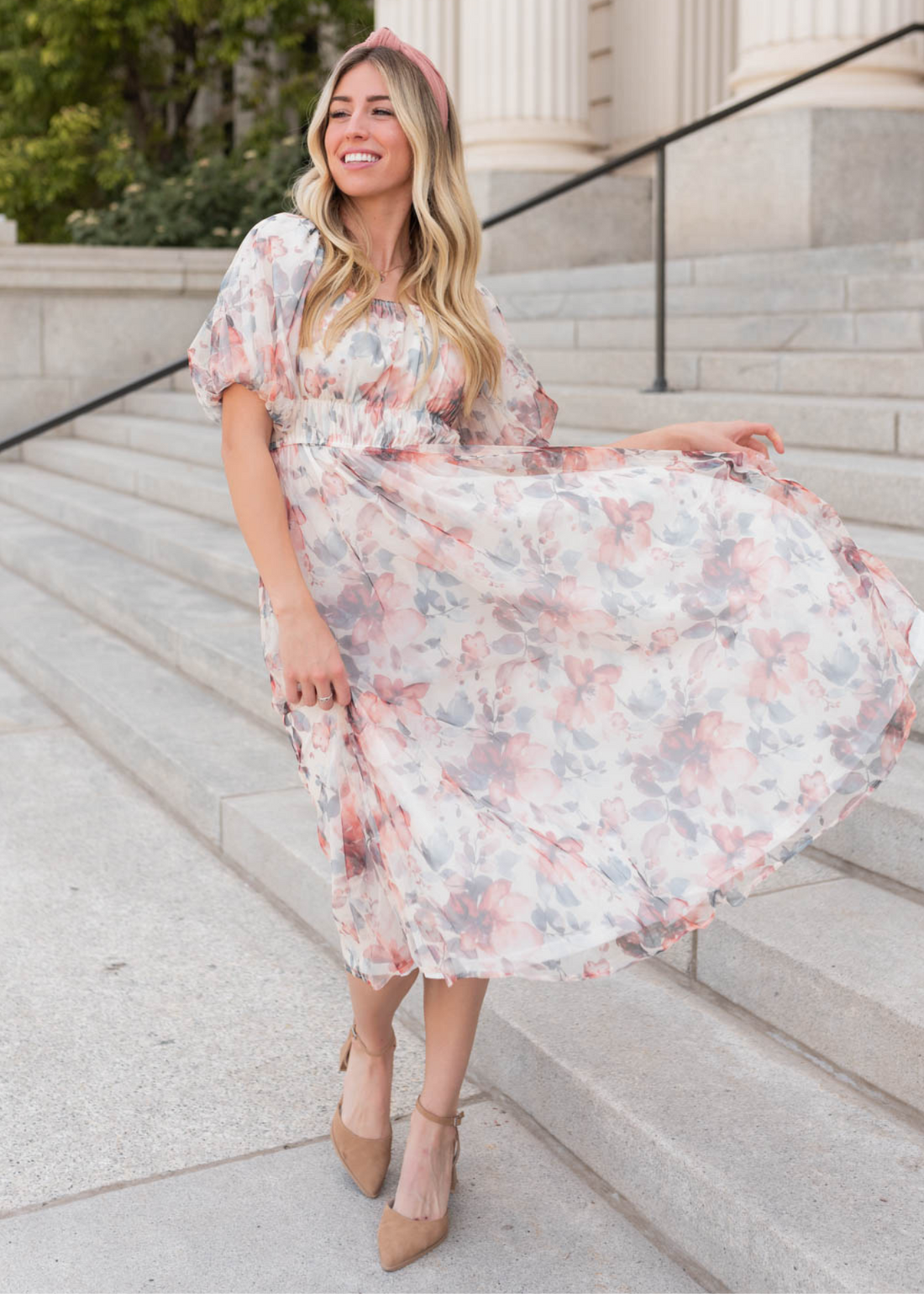 Cindy Cream Floral Dress
