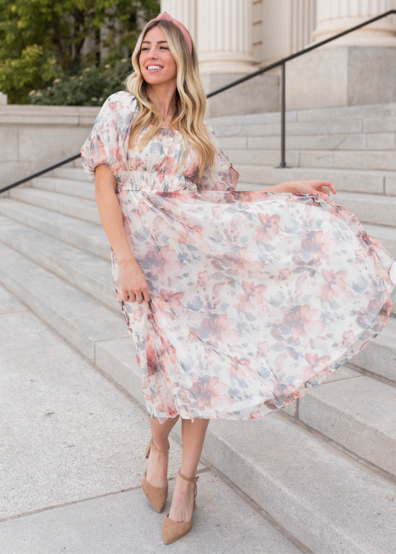 Cindy Cream Floral Dress