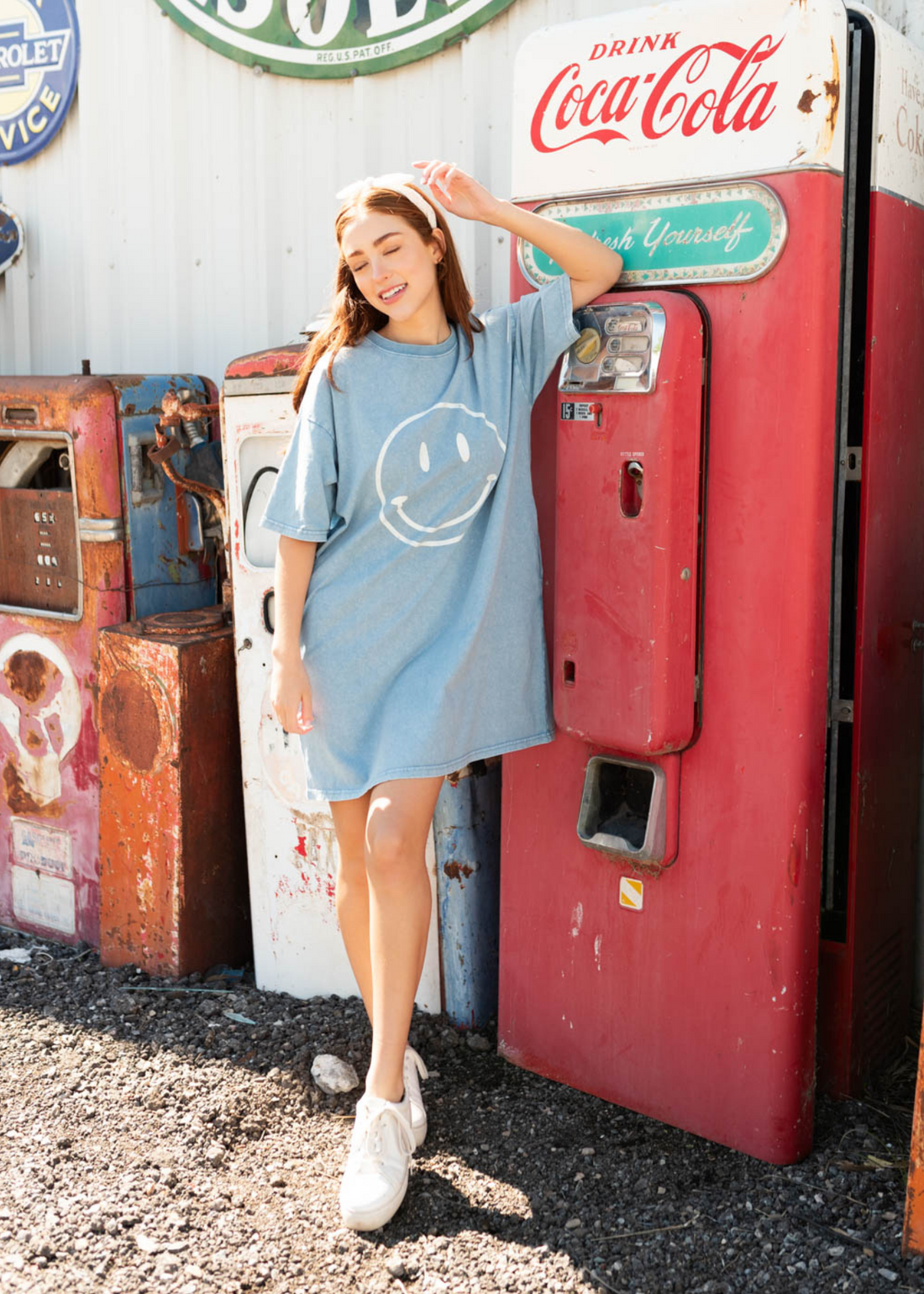 Claire Blue Smiley Mini Dress