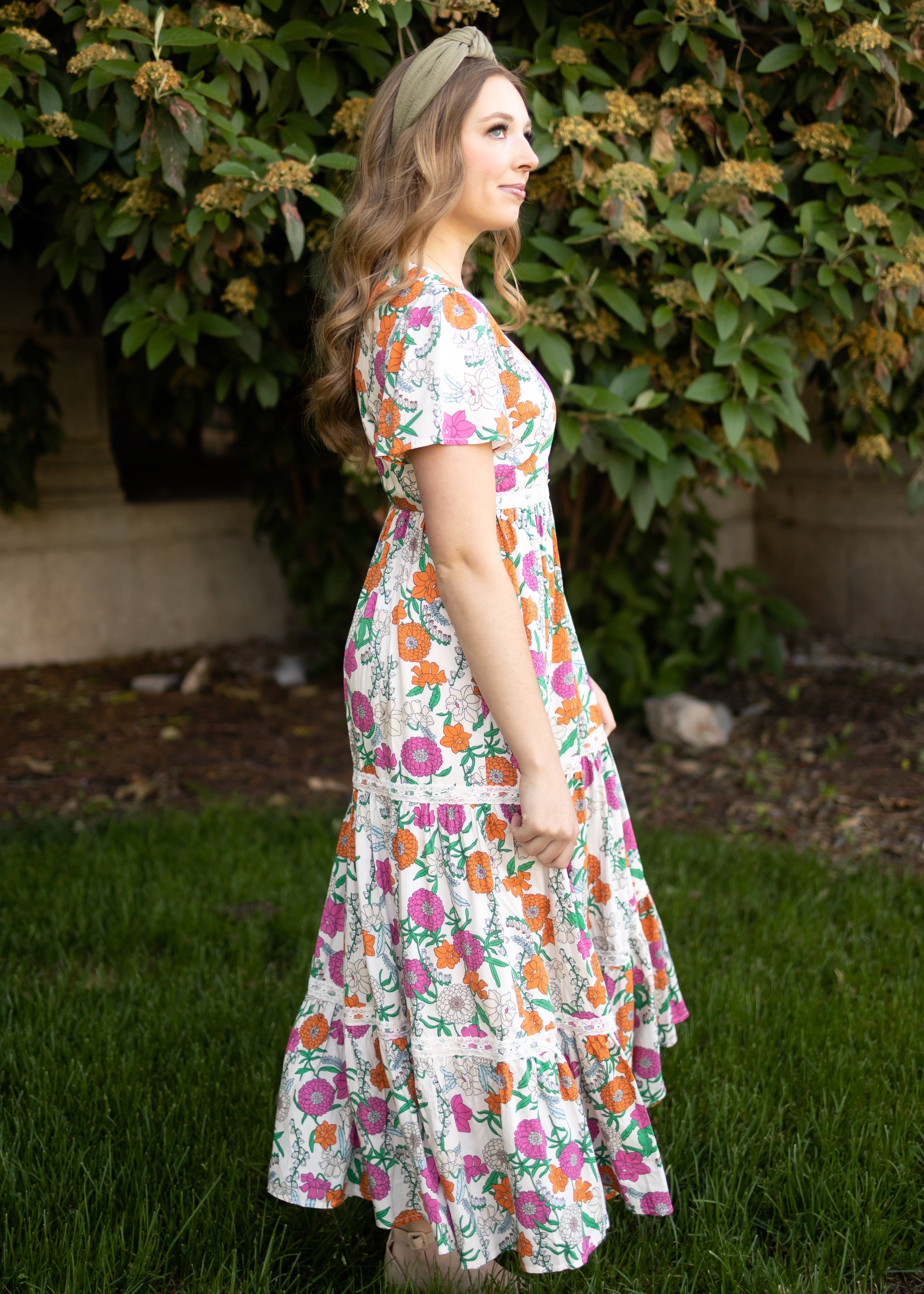 Claire Tan Floral Dress