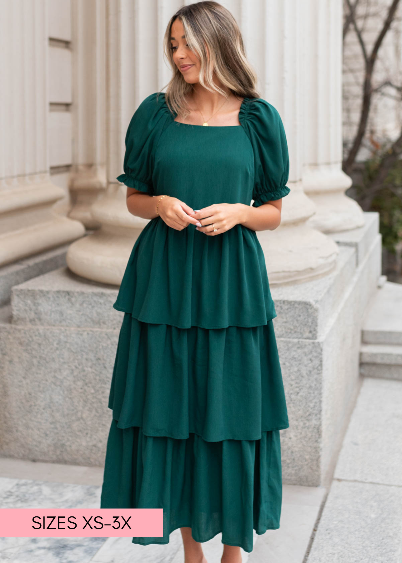 Clara Green Ruffle Tiered dress