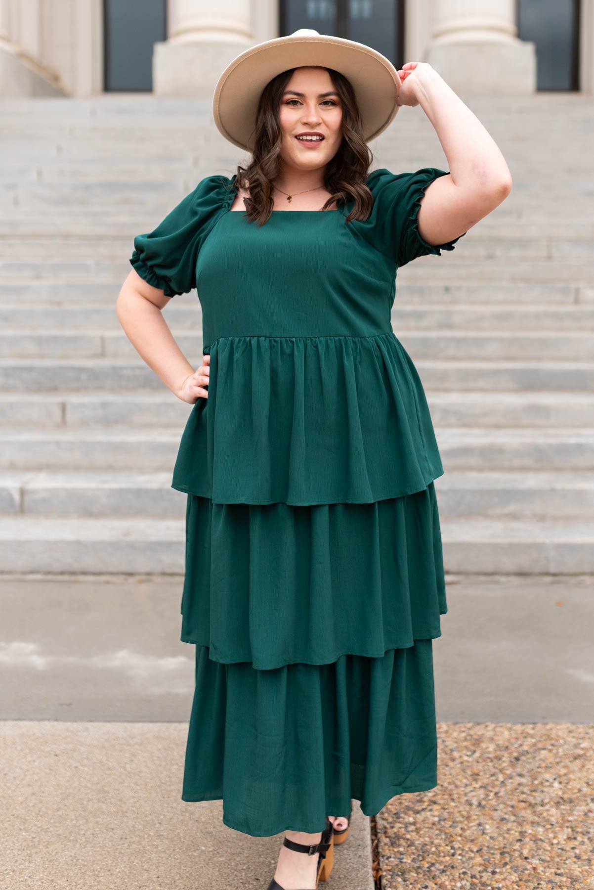 Clara Green Ruffle Tiered dress