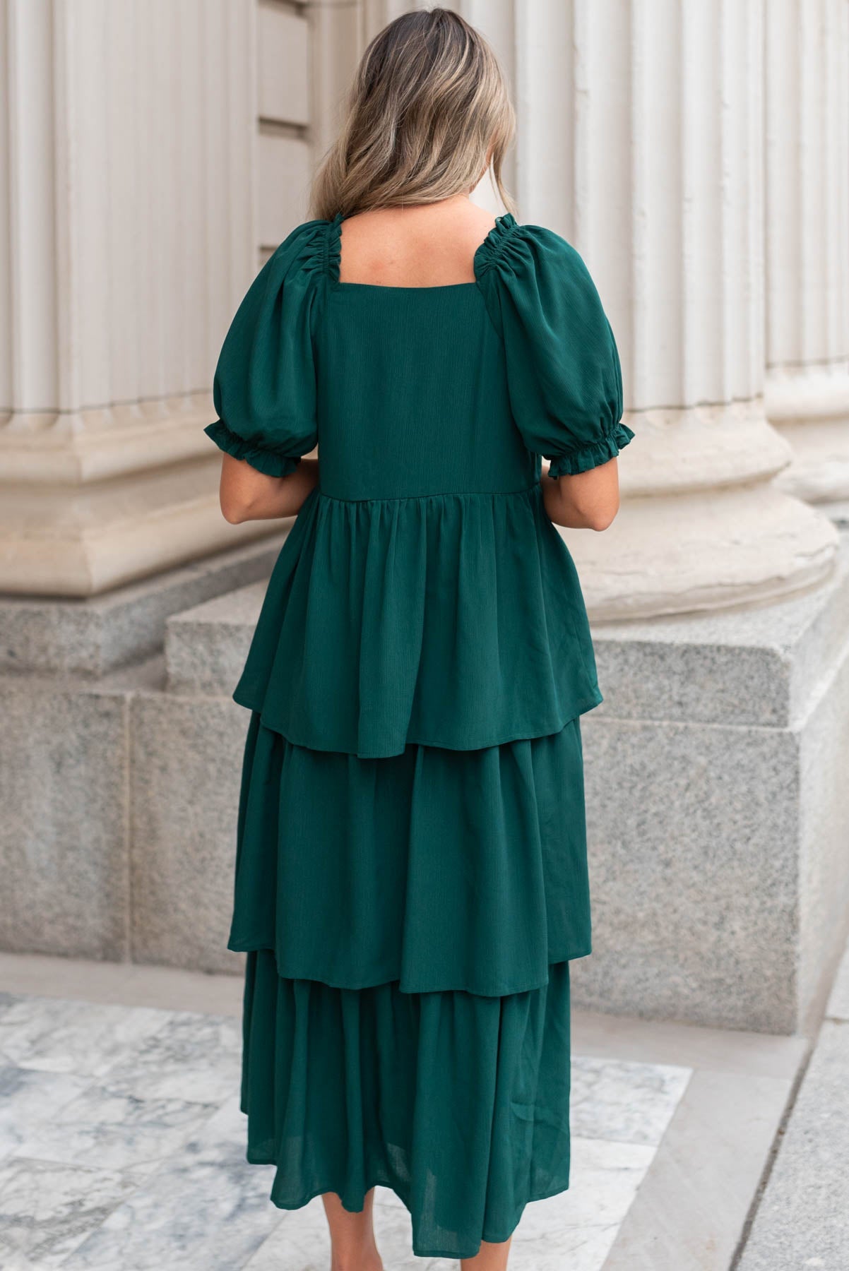 Clara Green Ruffle Tiered dress