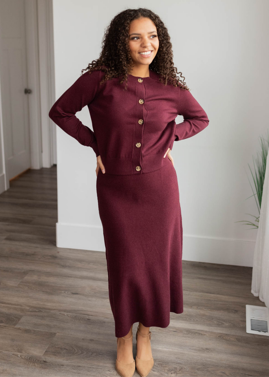 Clarissa Burgundy Knit Sweater