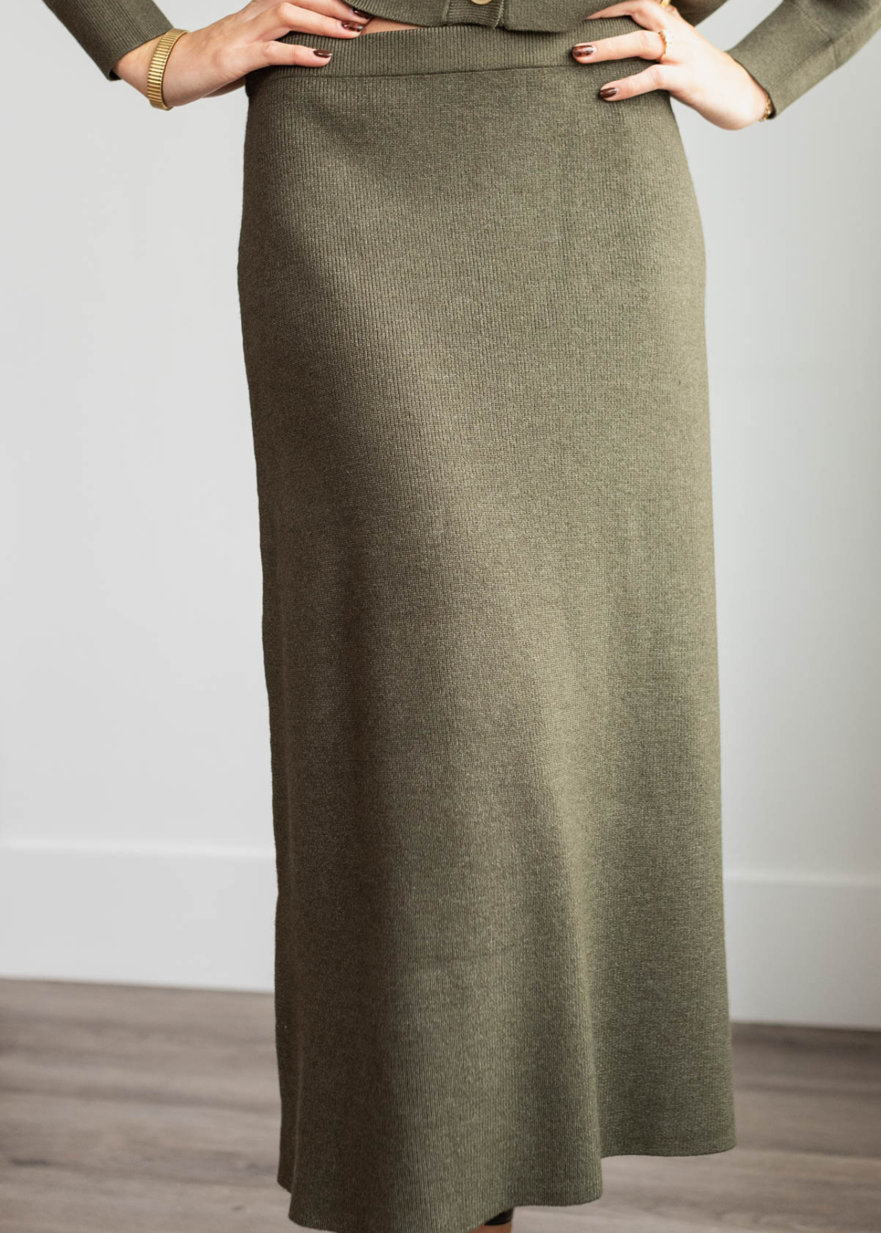 Clarissa Dark Olive Knit Skirt
