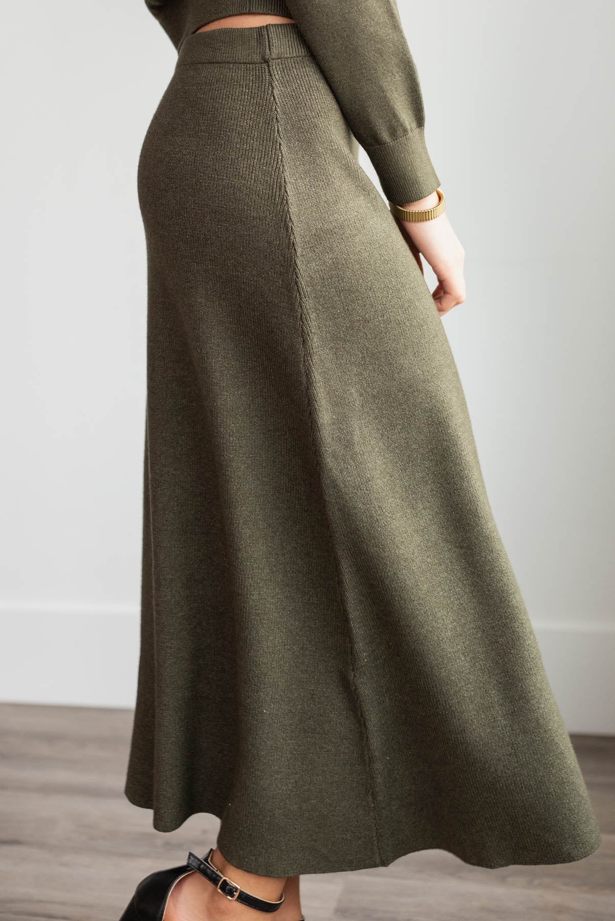 Clarissa Dark Olive Knit Skirt