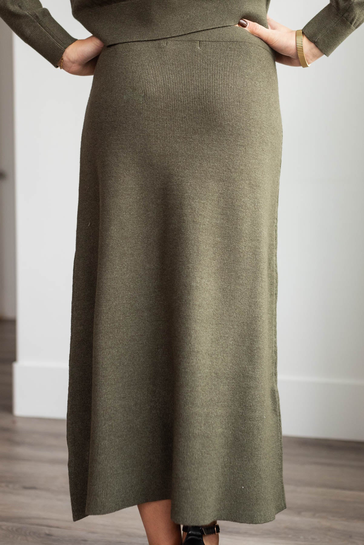 Clarissa Dark Olive Knit Skirt
