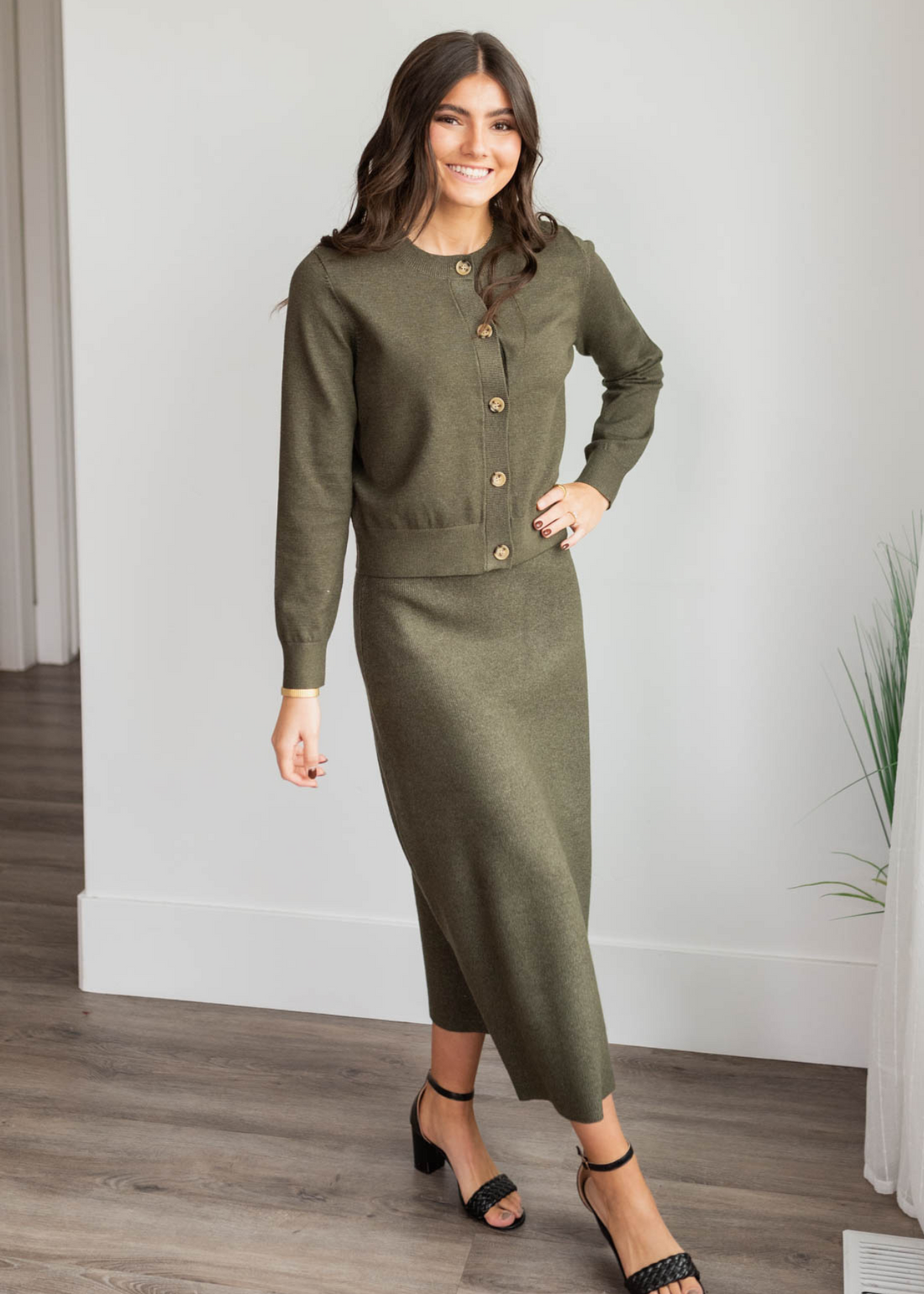 Clarissa Dark Olive Knit Sweater