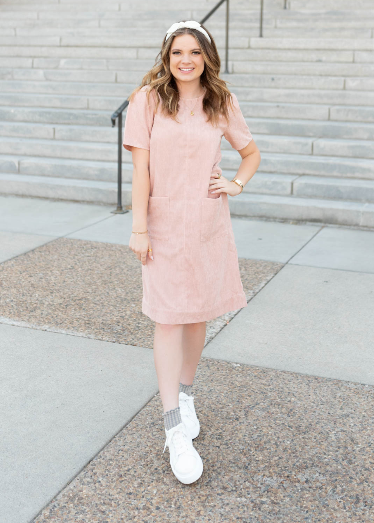 Colette Blush Corduroy Dress
