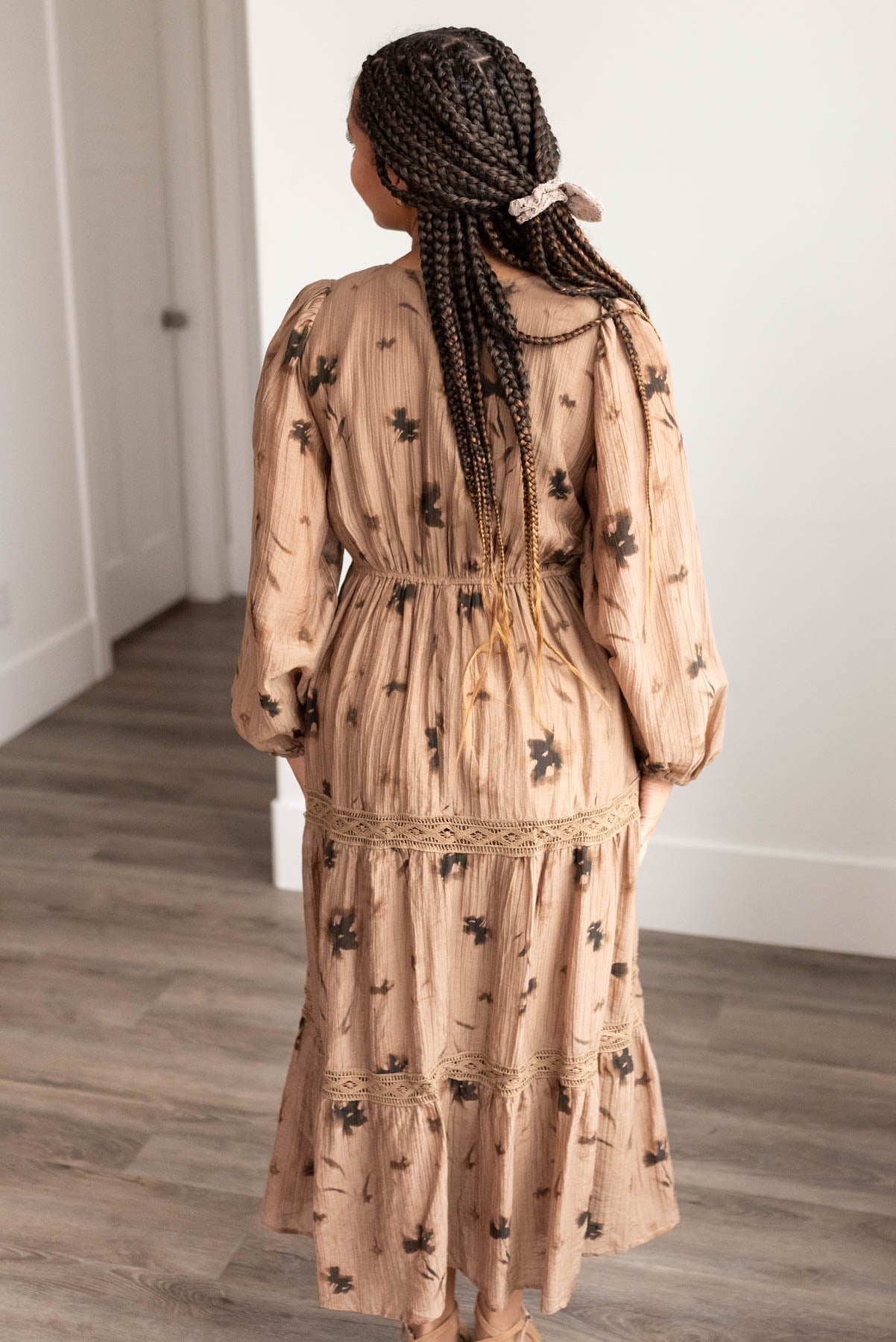 Constance Mocha Floral Tiered Dress