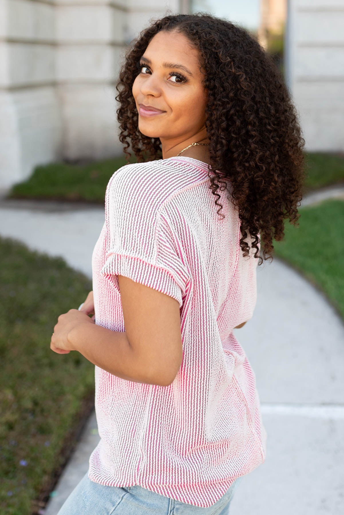 Cora Pink Ribbed Top