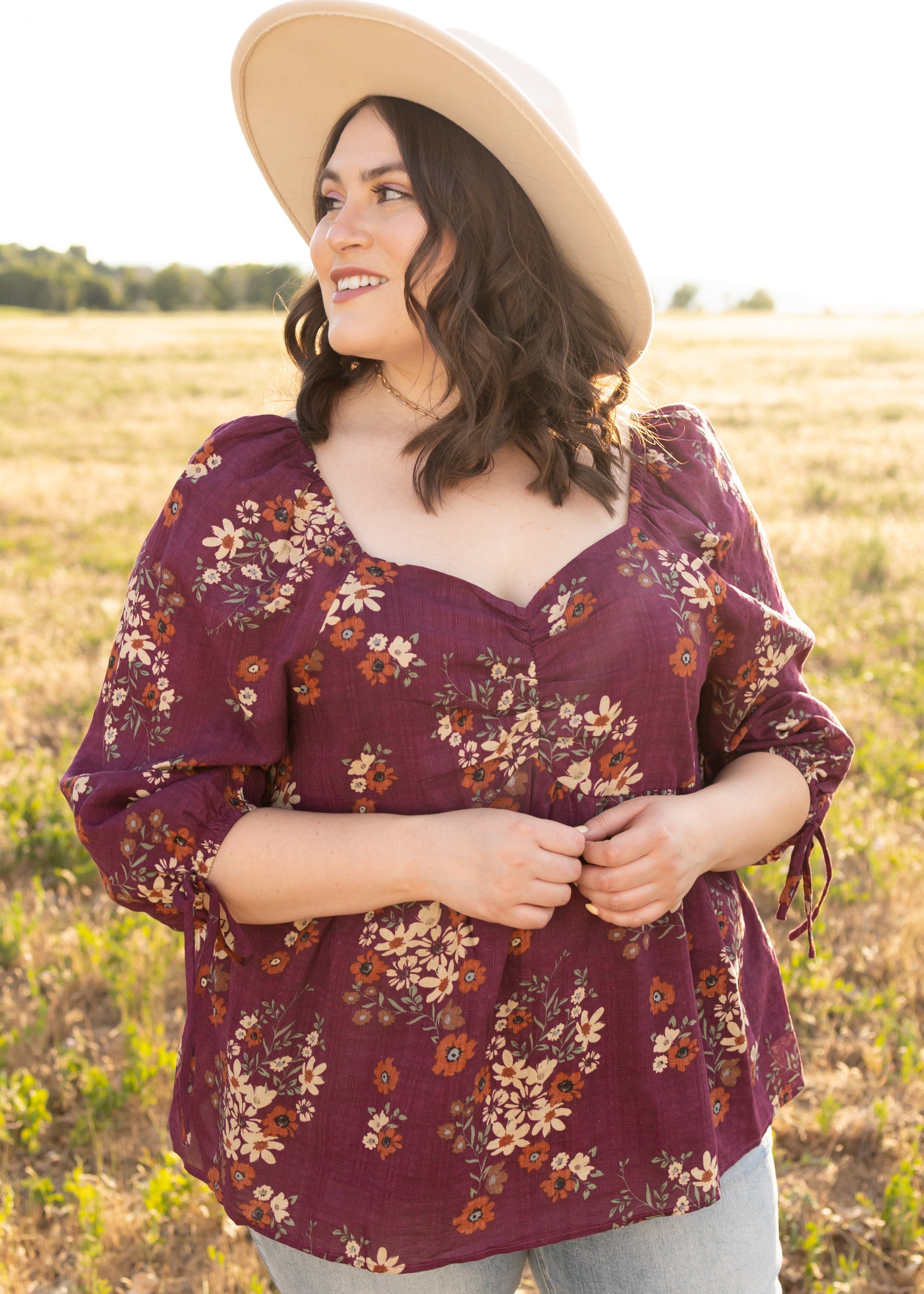 Cordelia Plum Floral Top