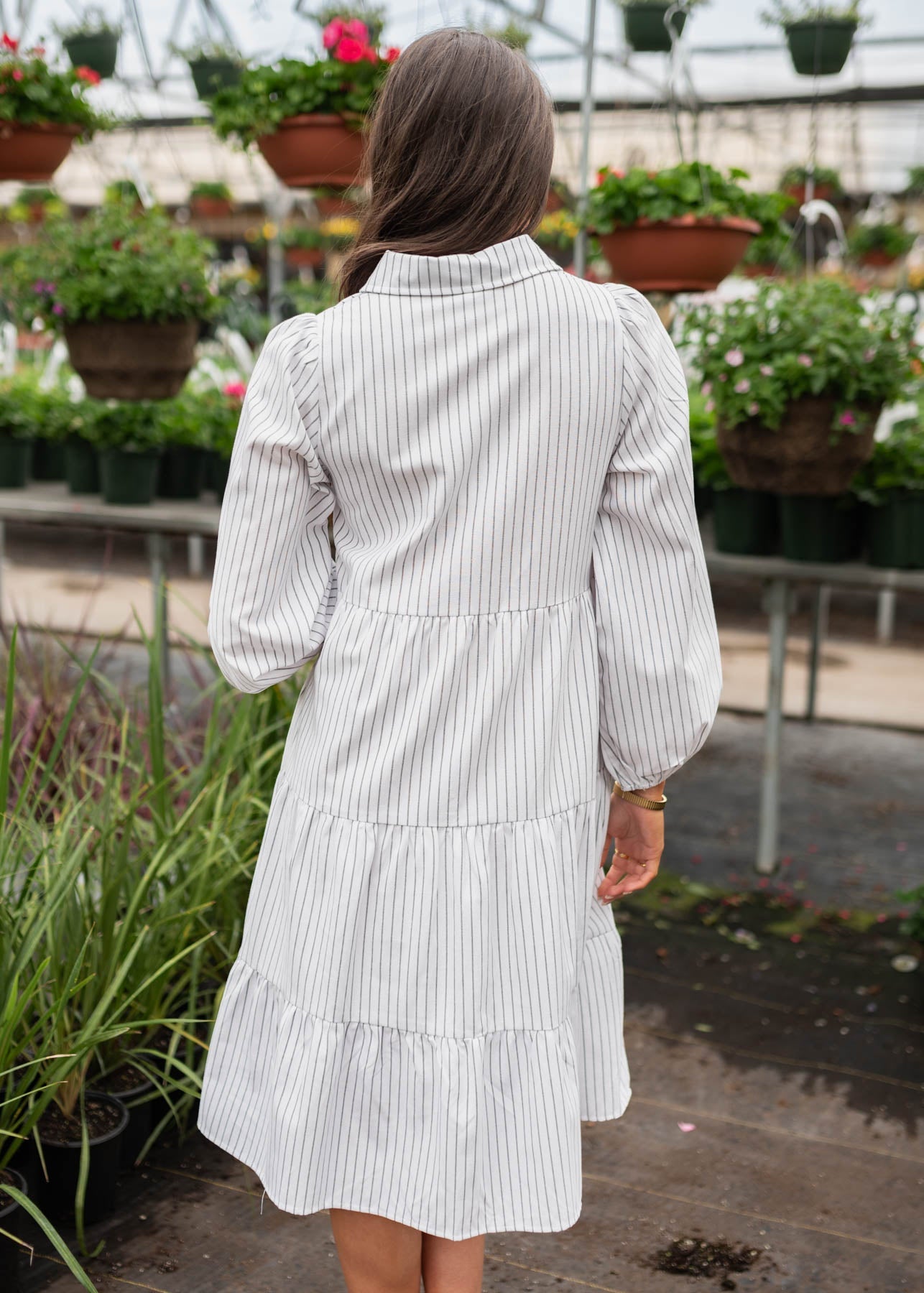 Corinne White Stripe Dress