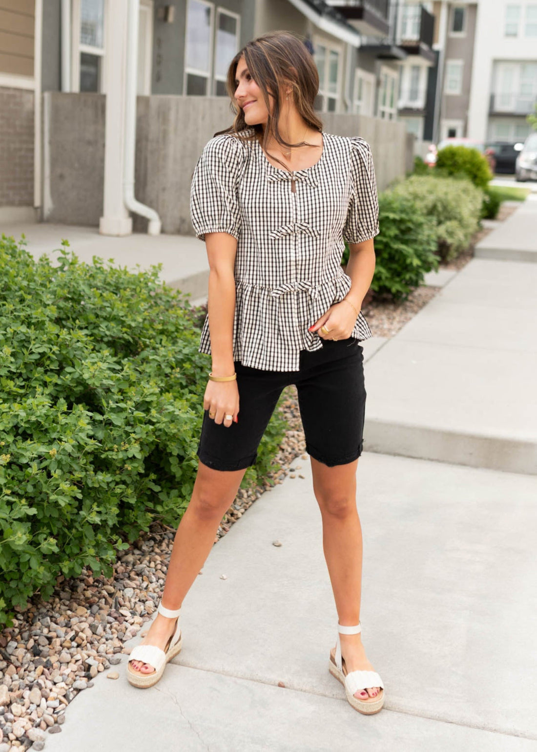 Cortanie Black Gingham Top