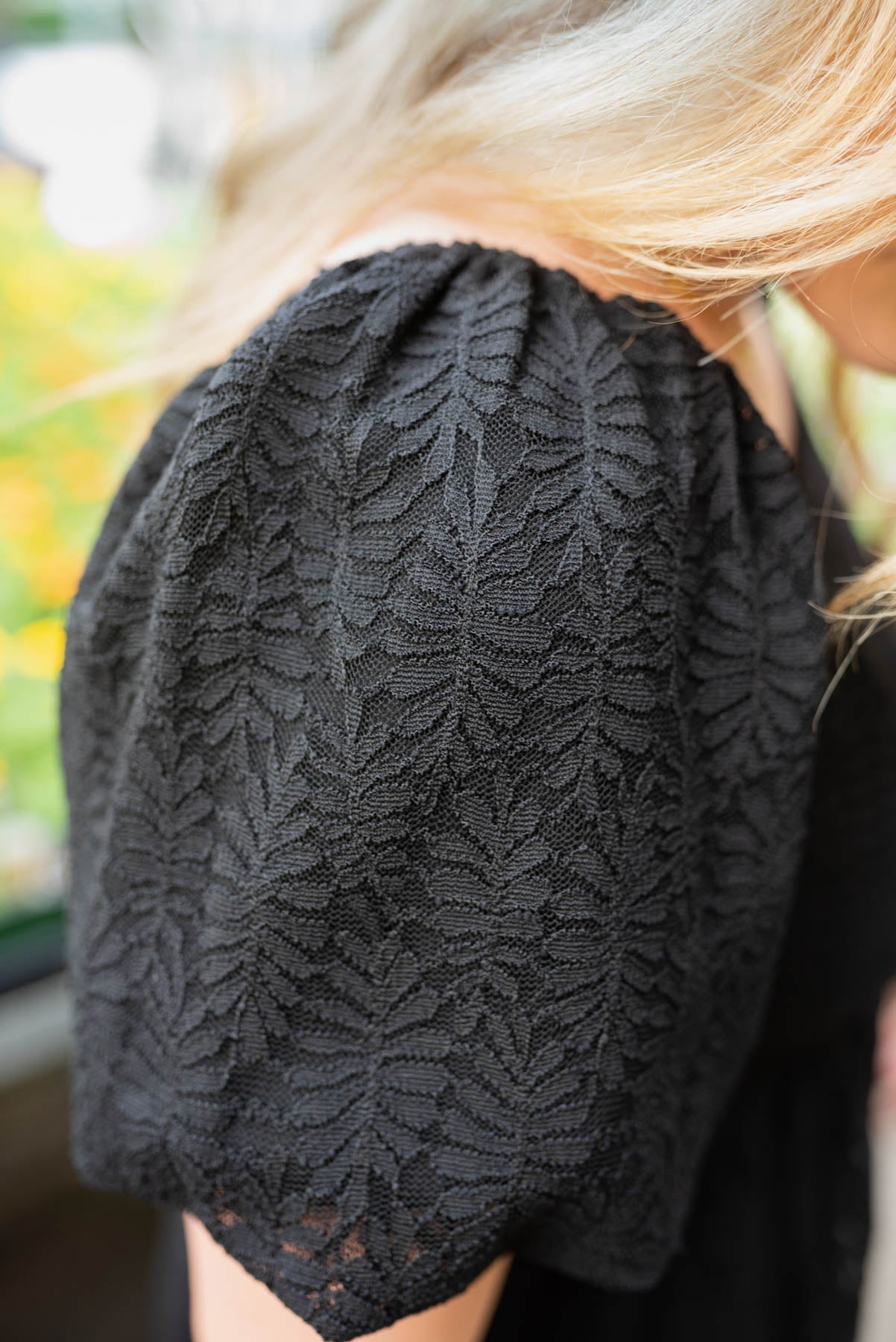 Cory Black Lace Square Neck Dress