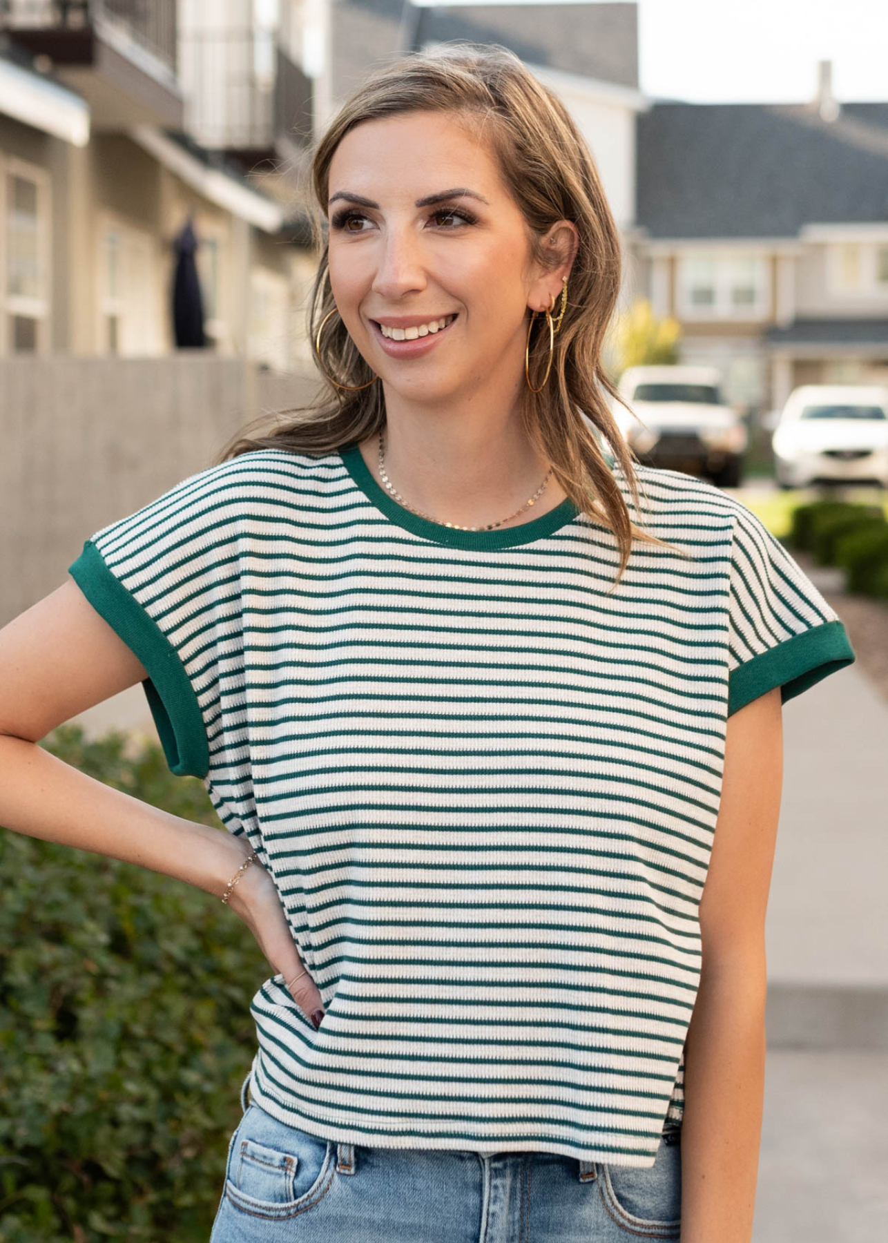 Cosette Green Stripe Top