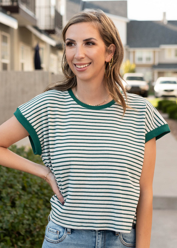 Cosette Green Stripe Top