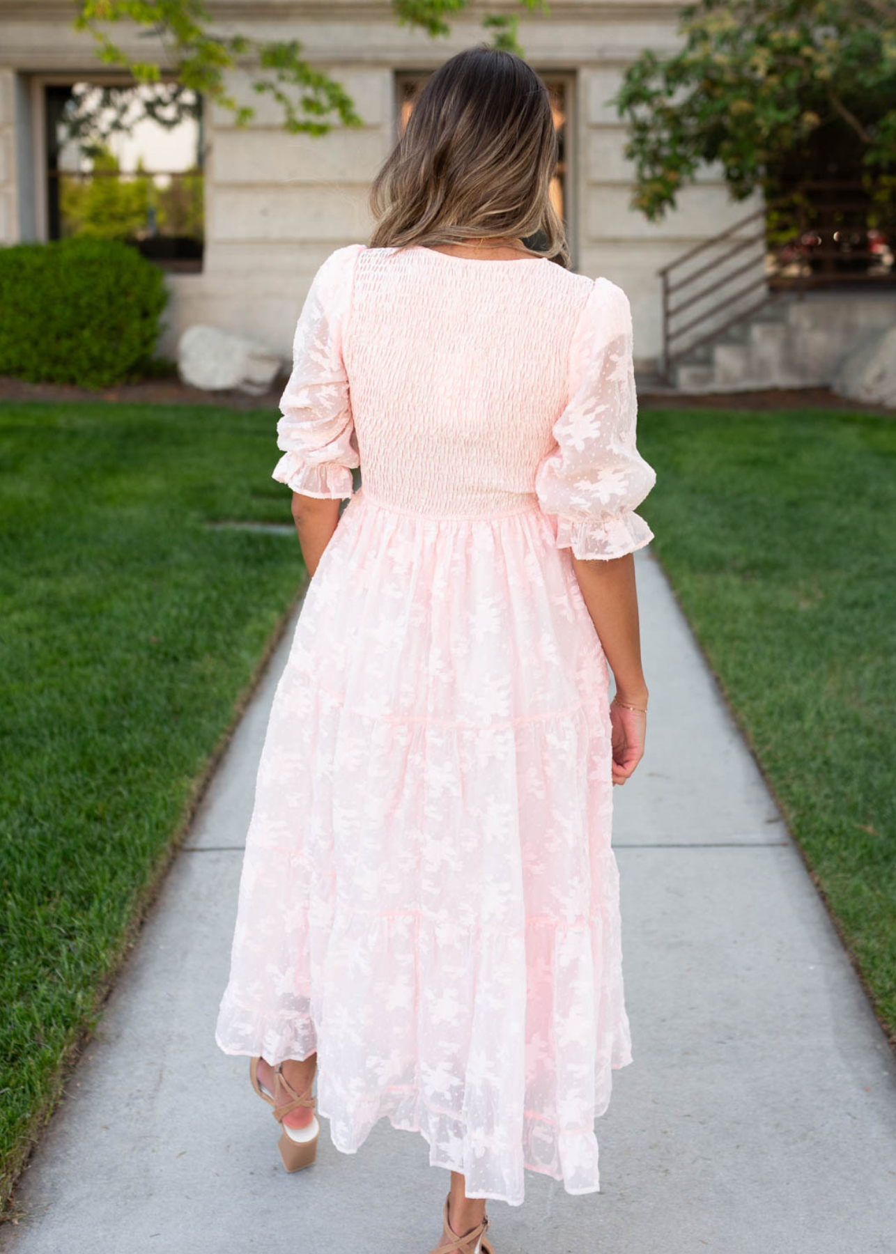 Cynthia Blush V-Neck Maxi Dress