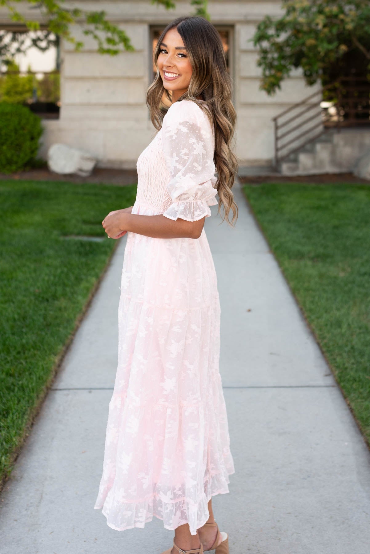Cynthia Blush V-Neck Maxi Dress