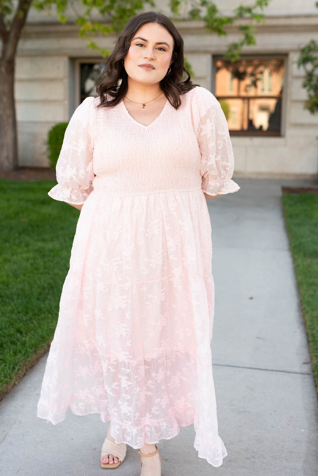 Cynthia Blush V-Neck Maxi Dress