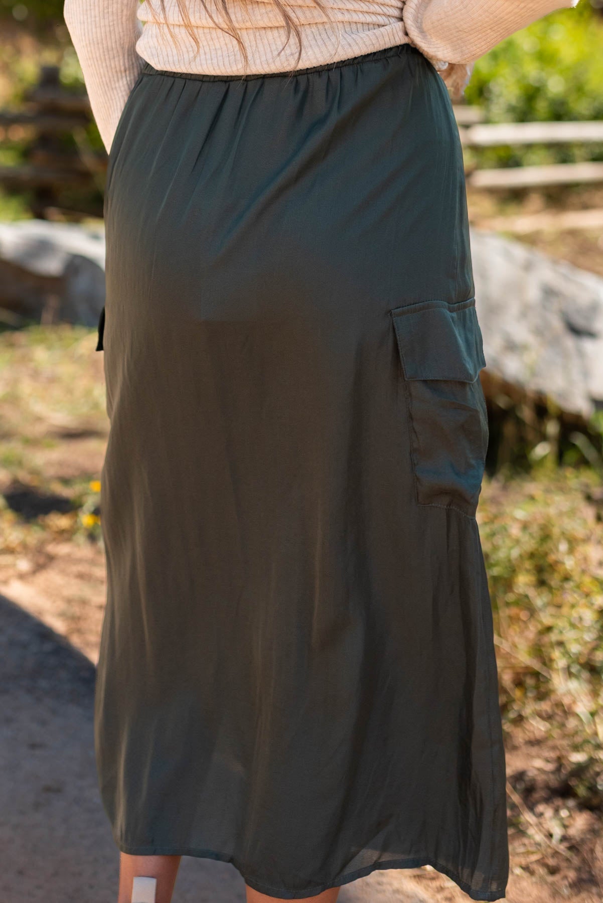 Lorryn Dark Olive Cargo Skirt