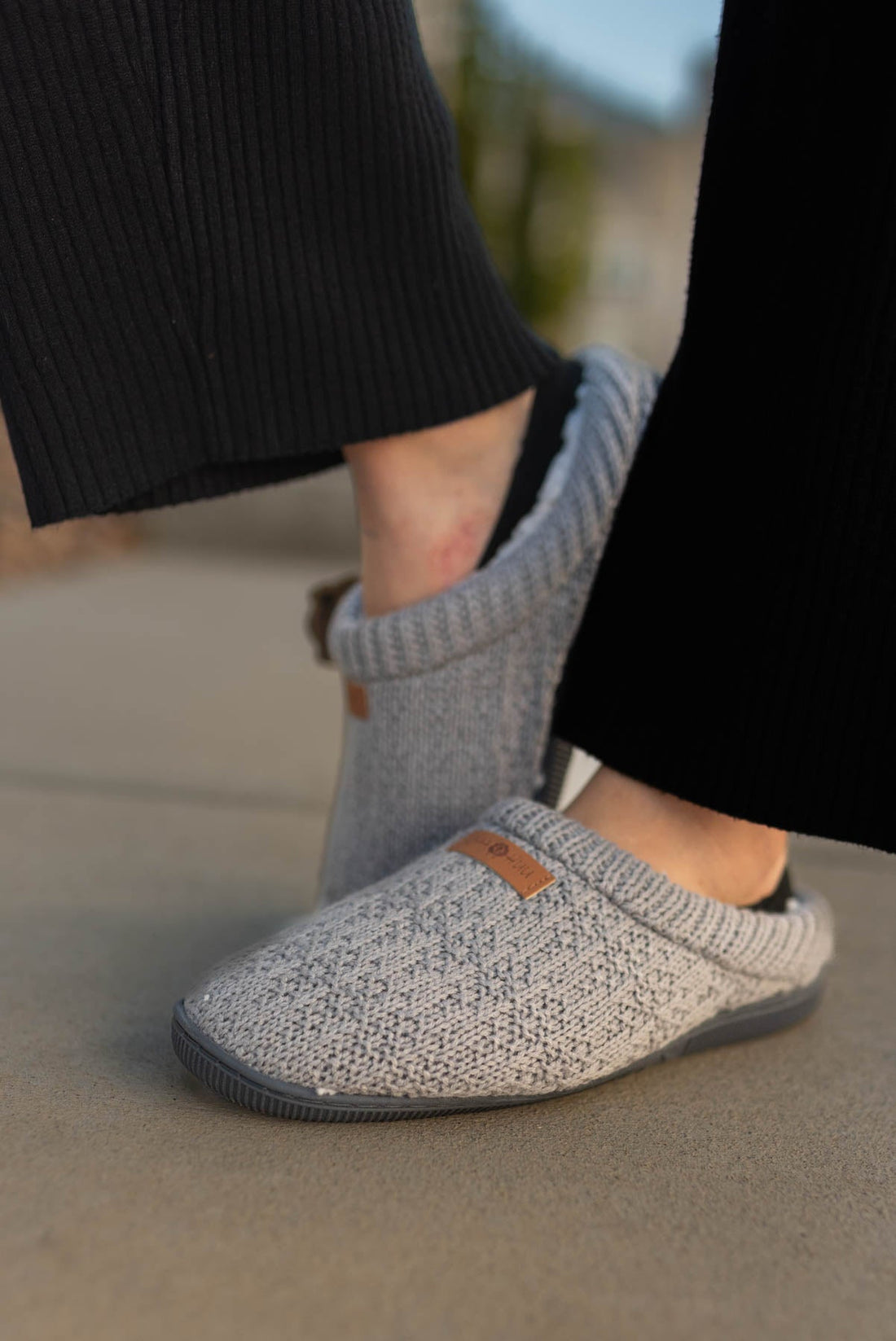Melissa Grey Knit Slippers