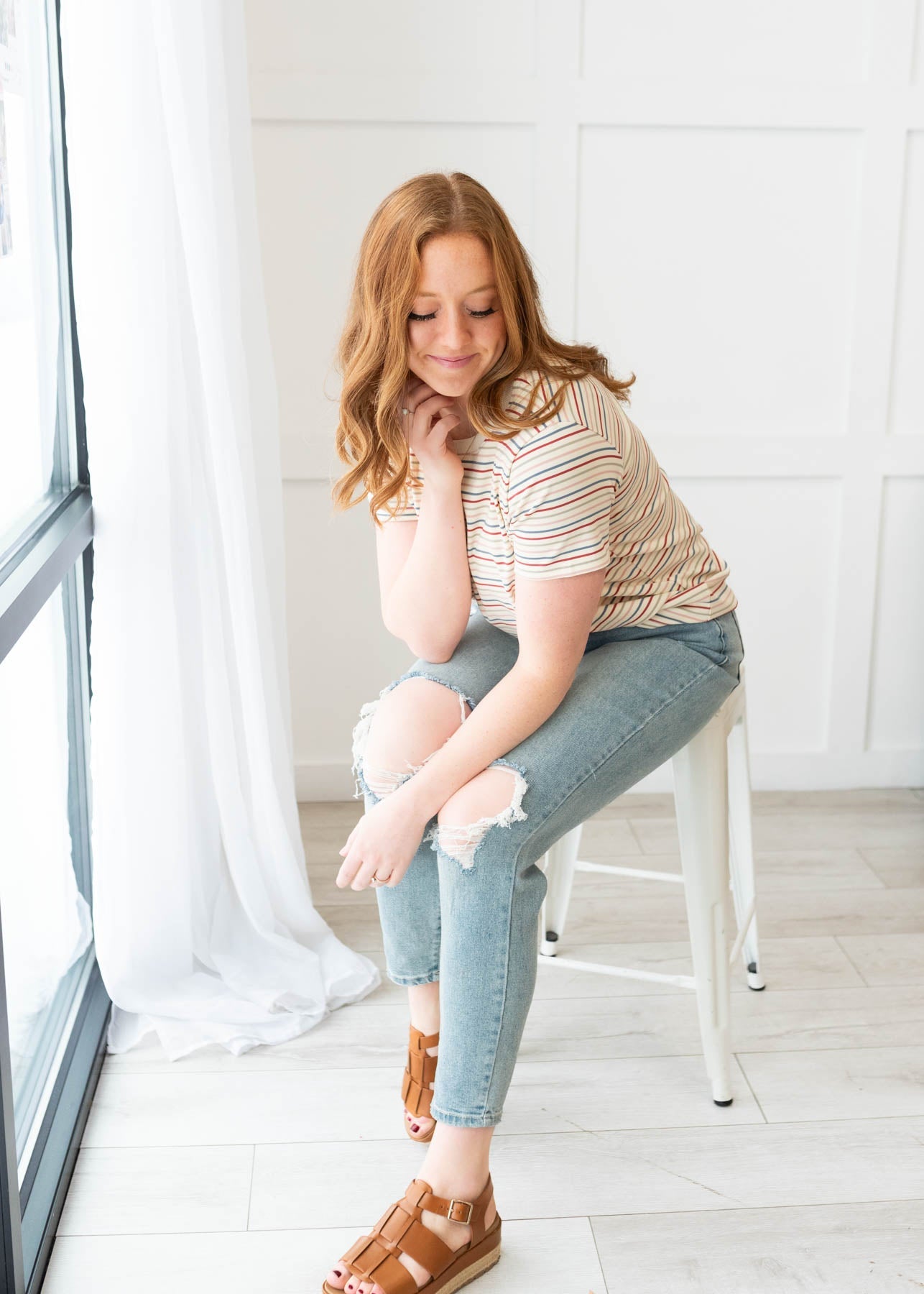 Louisa Ivory Multi Stripe Top