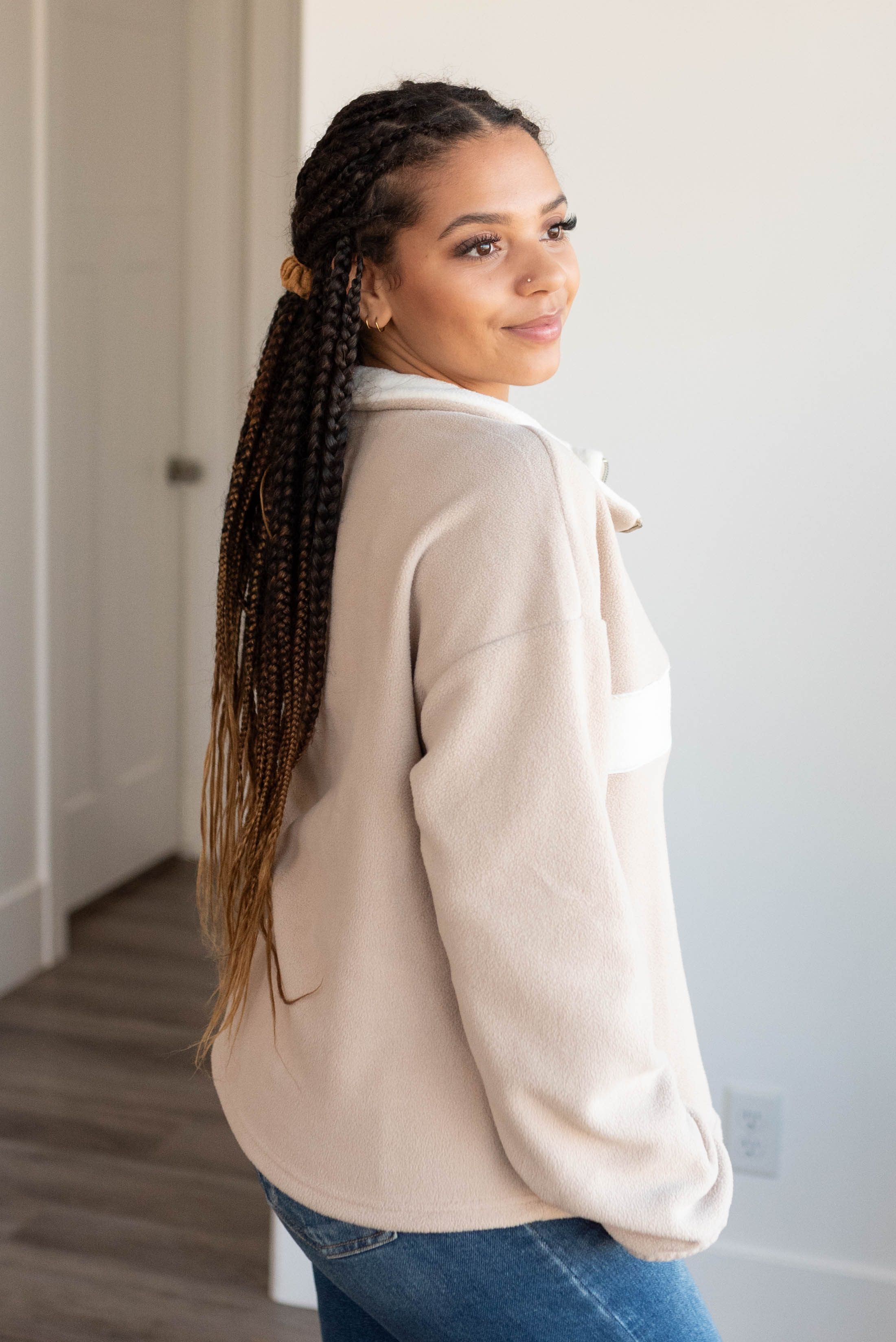Daja Taupe Half Zip Pullover