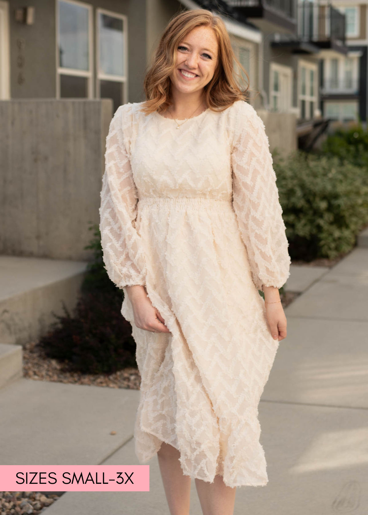 Dalary Cream Textured Dress