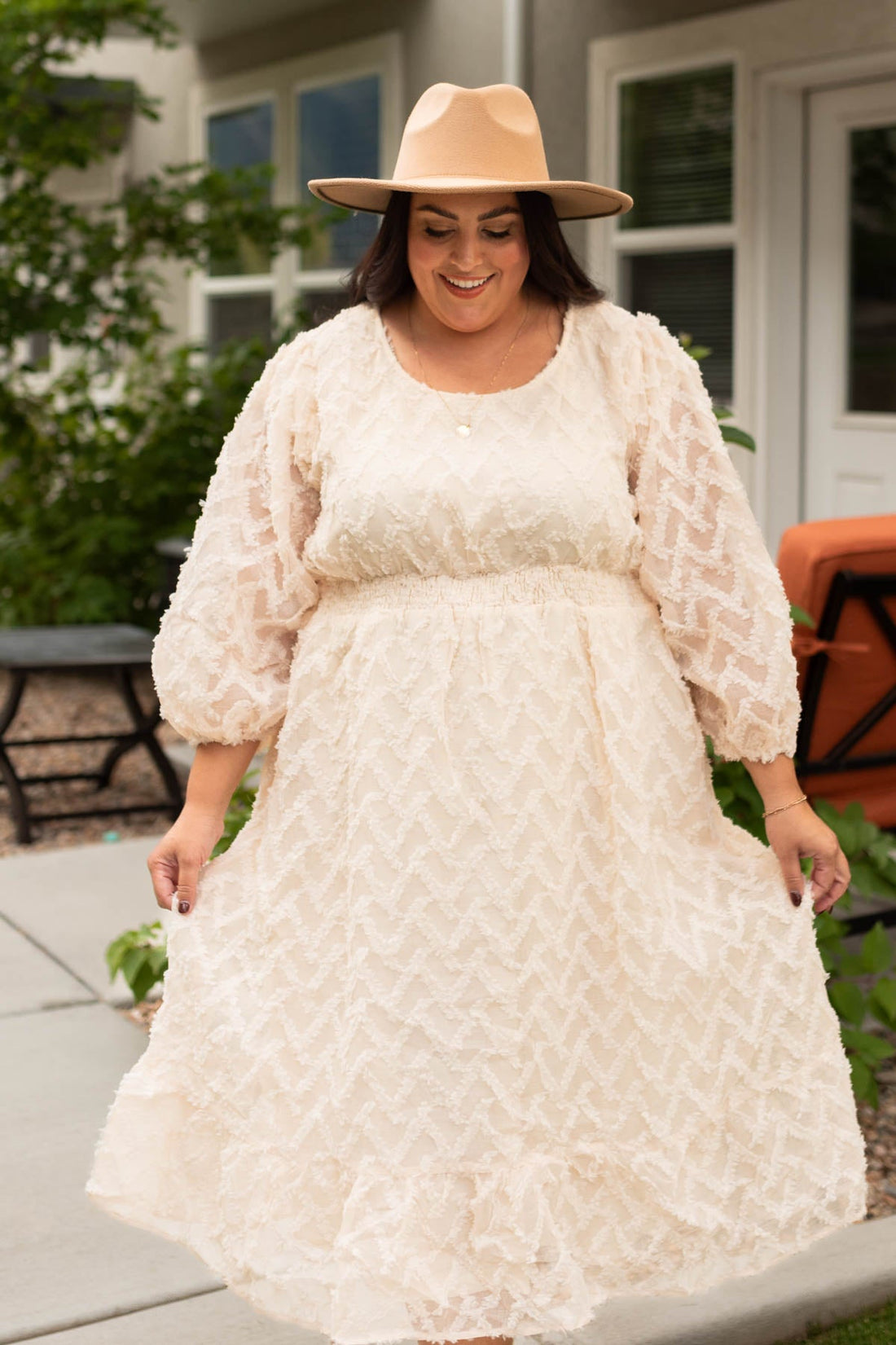 Dalary Cream Textured Dress