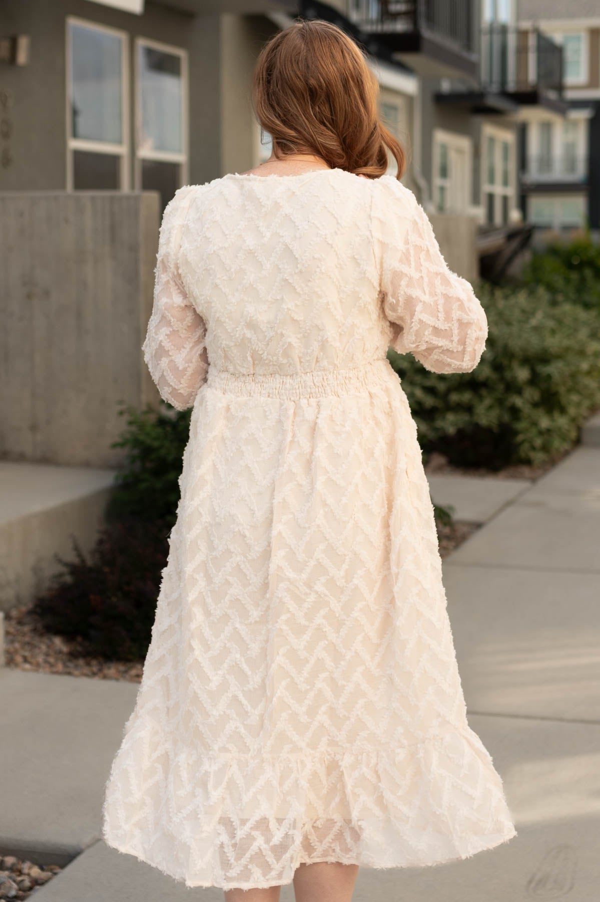 Dalary Cream Textured Dress