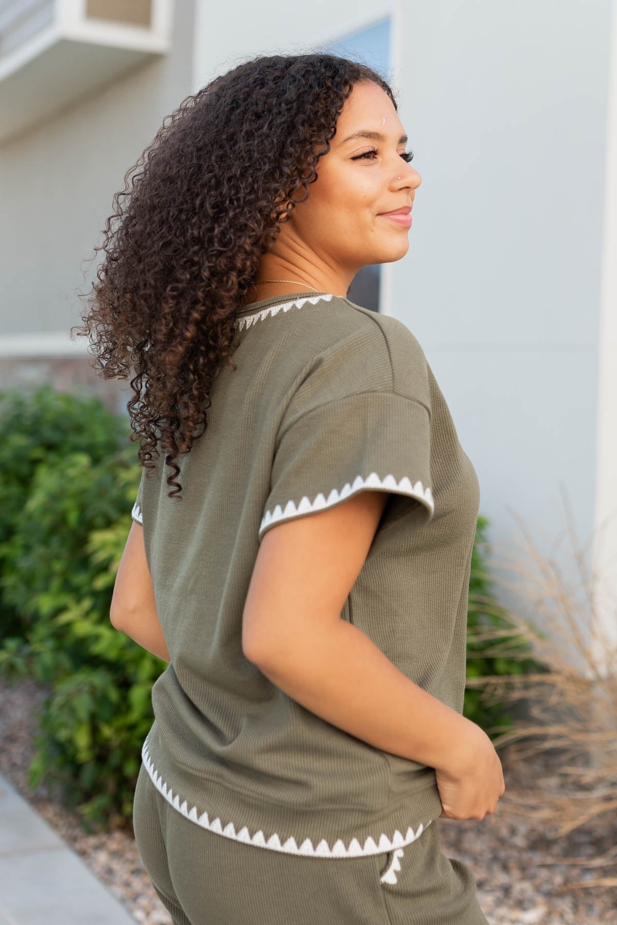 Danielle Olive Embroidered Top